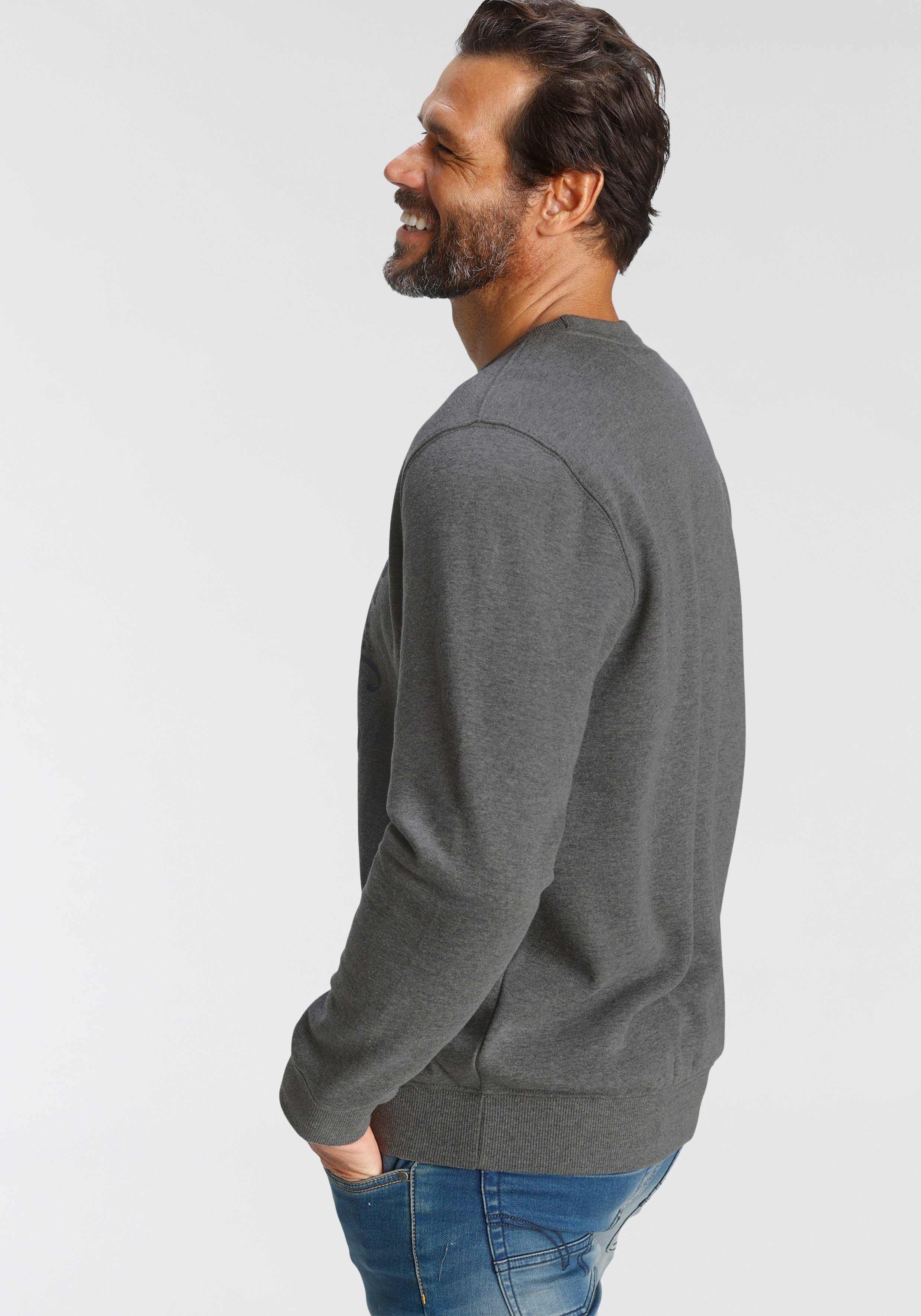 Man's World Sweatshirt Langarm, lässiger Print, Rundhals, aus Baumwollmischung