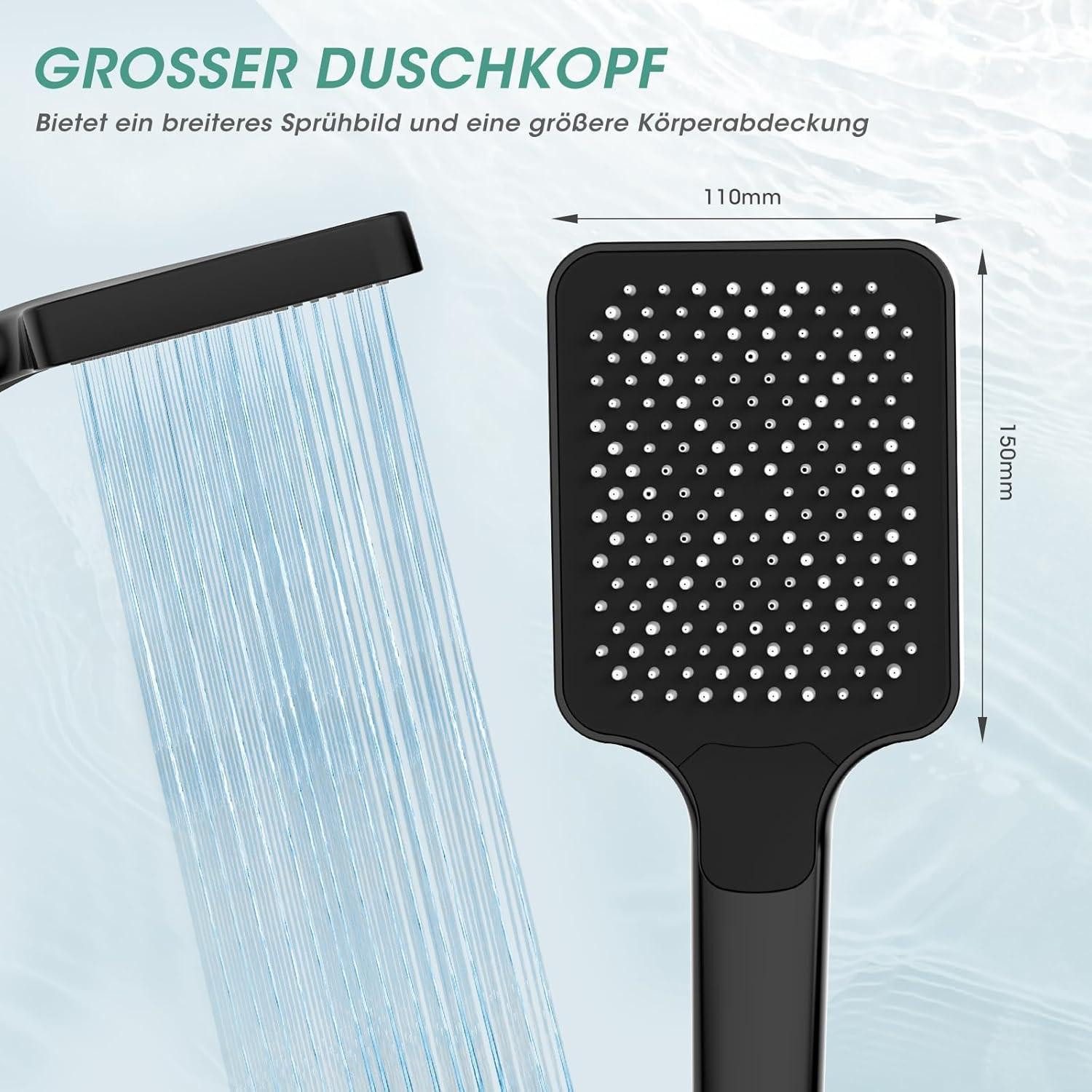 LuxusKollektion Regenduschkopf Duschkopf Regendusche Durchflussbegrenzer Schlauch 2m Chrom