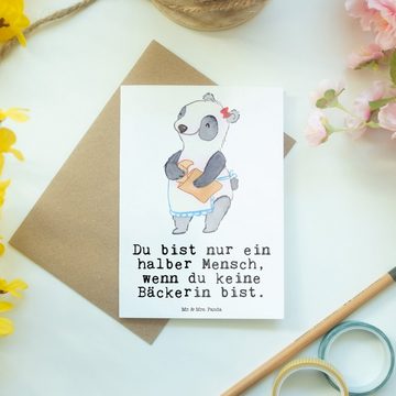Mr. & Mrs. Panda Grußkarte Bäckerin Herz - Weiß - Geschenk, Schenken, Backstube, Konditorin, Glü, Hochwertiger Karton