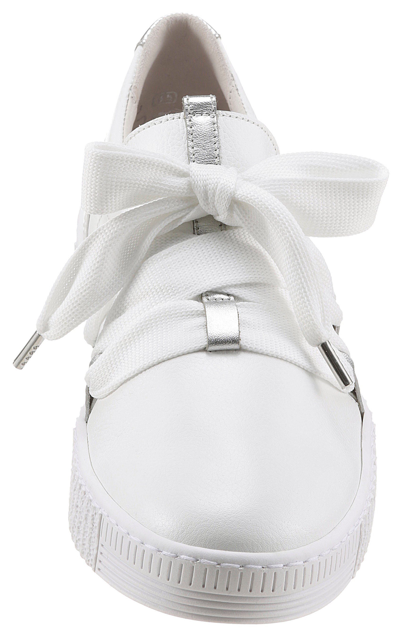 Gabor Slip-On Sneaker mit weiss/silber Schnürung aufgesetzter