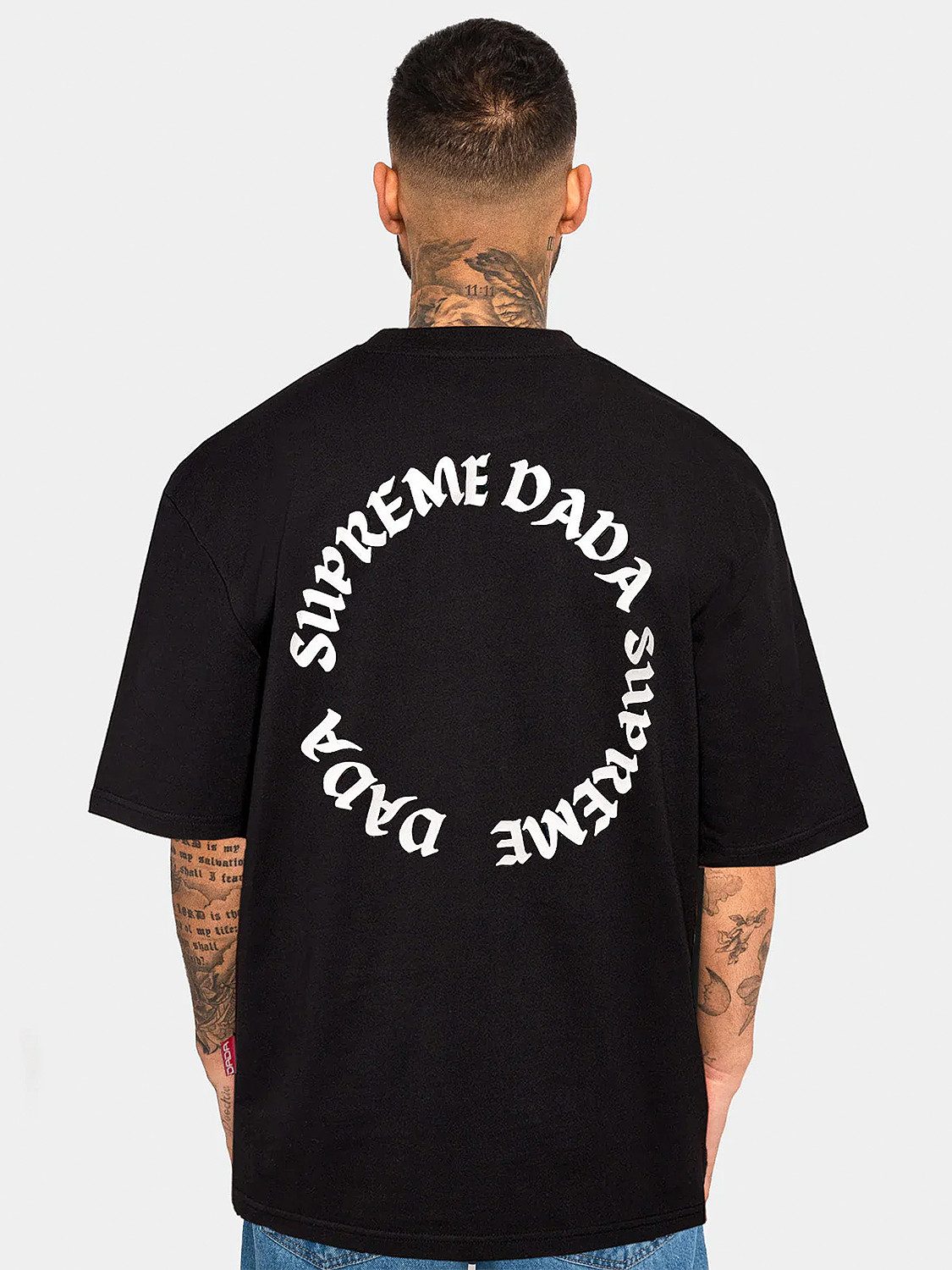 DADA Supreme T-Shirt Oversize Fit mit Kreis-Print und Seitendetail New Crow günstig online kaufen