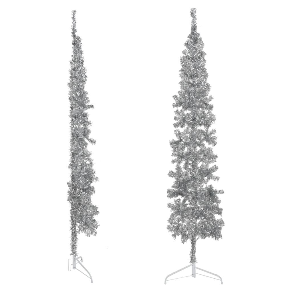 Halb-Weihnachtsbaum 210 Weihnachtsbaum furnicato Silbern cm Ständer Künstlicher Künstlicher Schlank