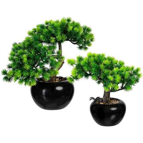 Kunstbonsai Bonsai Lärche Bonsai Lärche, Creativ green, Höhe 25 cm, im Keramiktopf, 2er Set