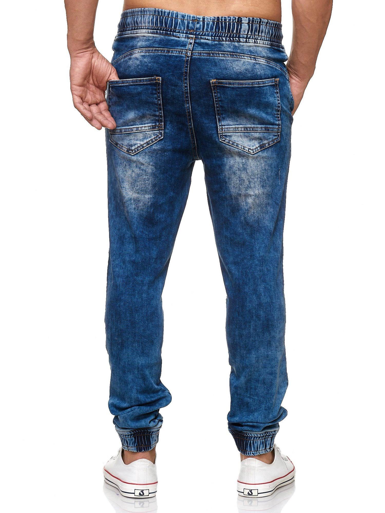 Tazzio Straight-Jeans 16505 Sweat Biker-Look blau im Hose Jogger-Stil &