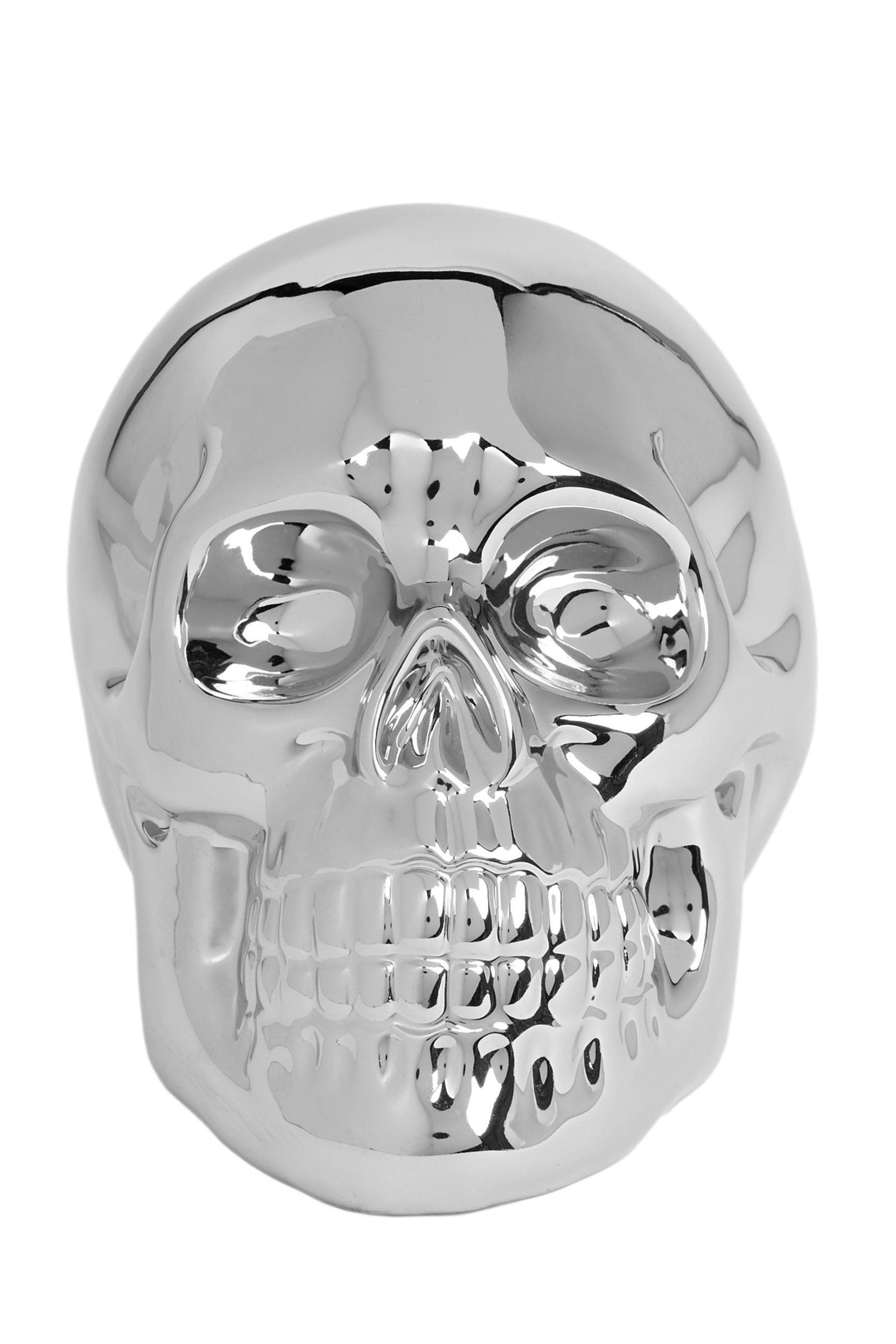 Dekoobjekt Keramiktotenkopf mit galvanischem Überzug