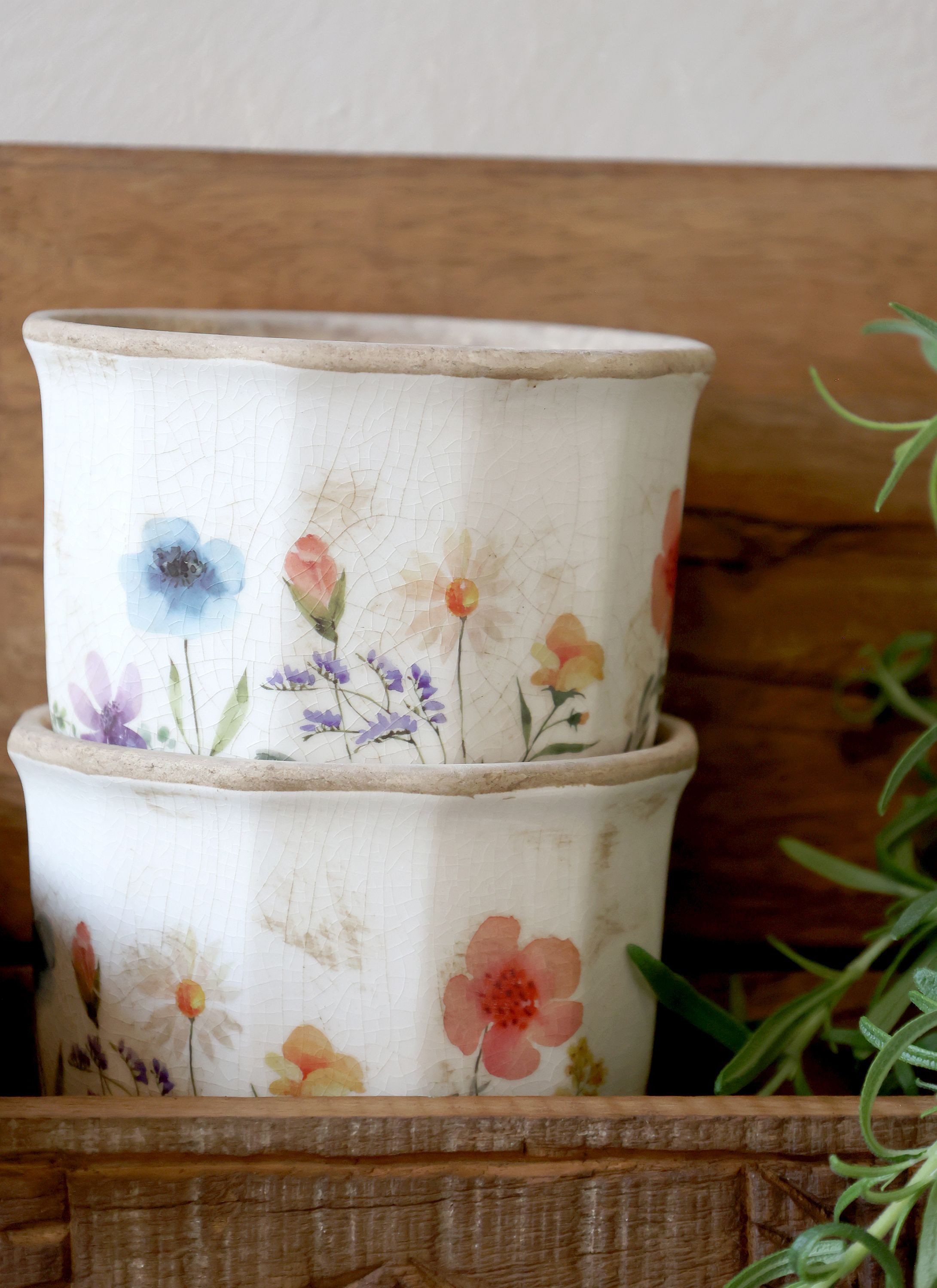 Chic Antique Blumentopf Chic Antique - Blumentopf Übertopf Blumenübertopf Keramik Blumenmotiv