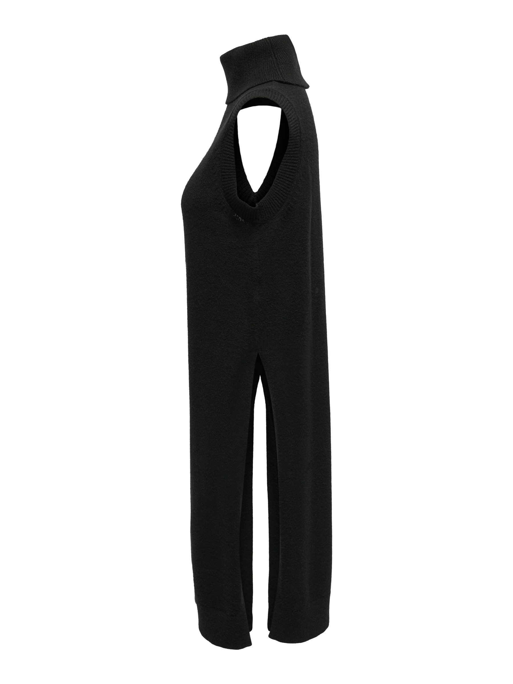 JACQUELINE de YONG Strickkleid Rollkragen Ärmellos Knit Fit Lang (knielang) JDYMARCO LIFE S/L RN LONG SLIT VEST KNT