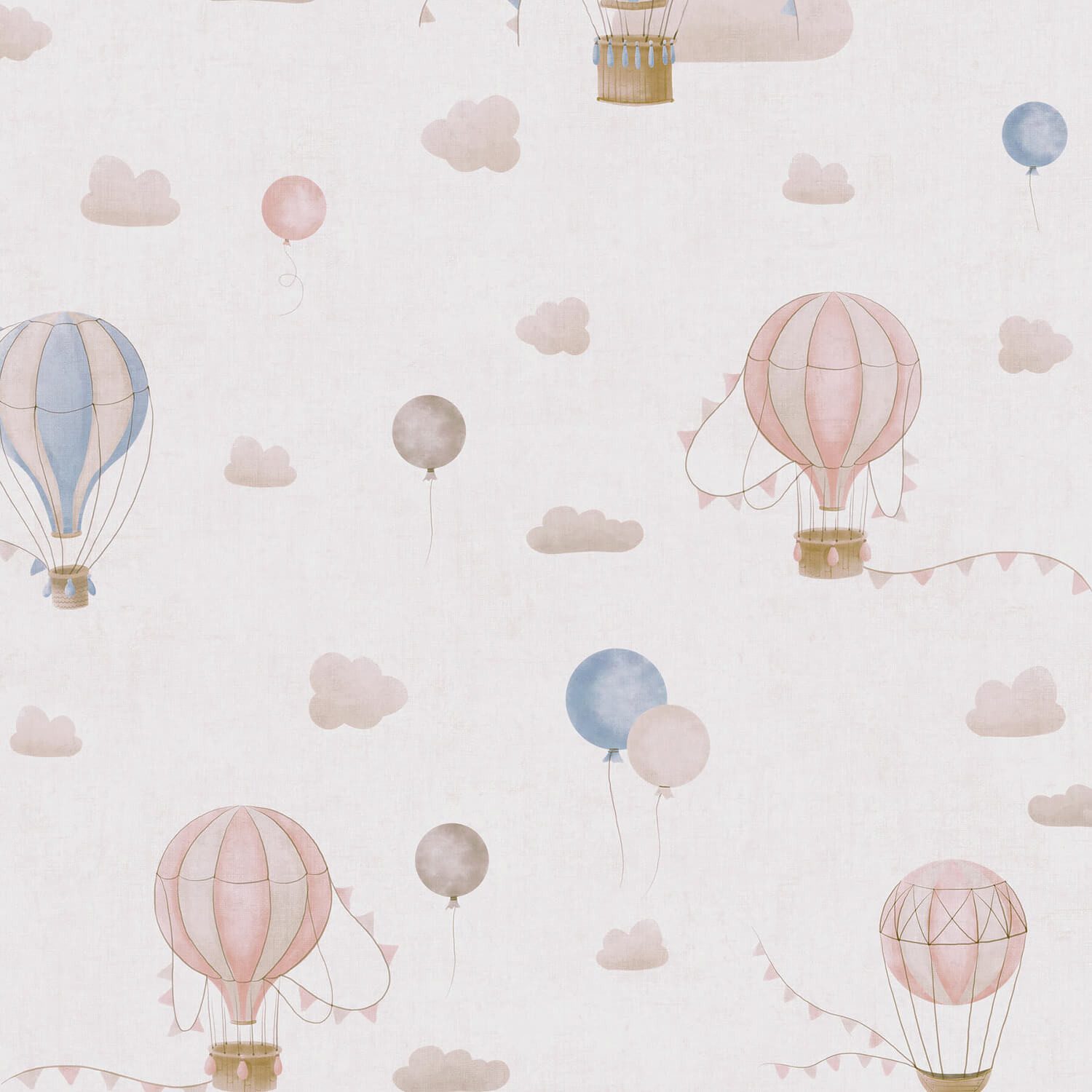Profhome Kindertapete 770771-GU Kinderzimmer Tapete Wolken matt creme beige rosa, glatt, (1 Rolle, 5,33 qm), Vliestapete, beige