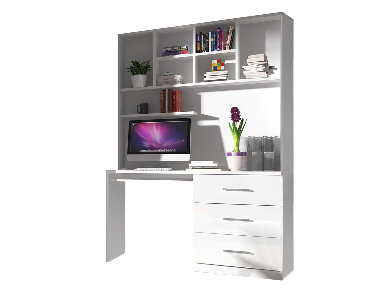 MIRJAN24 Schreibtisch Raj 03 (mit 3 Schubladen und Regale), Tastaturablage günstig online kaufen