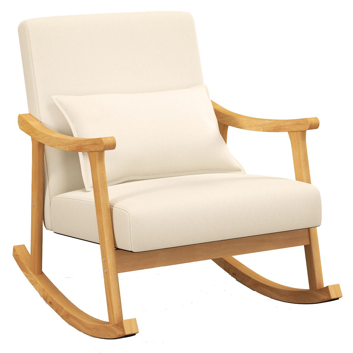 COSTWAY Schaukelsessel, Schaukelstuhl Stilsessel gepolstert mit Kissen günstig online kaufen