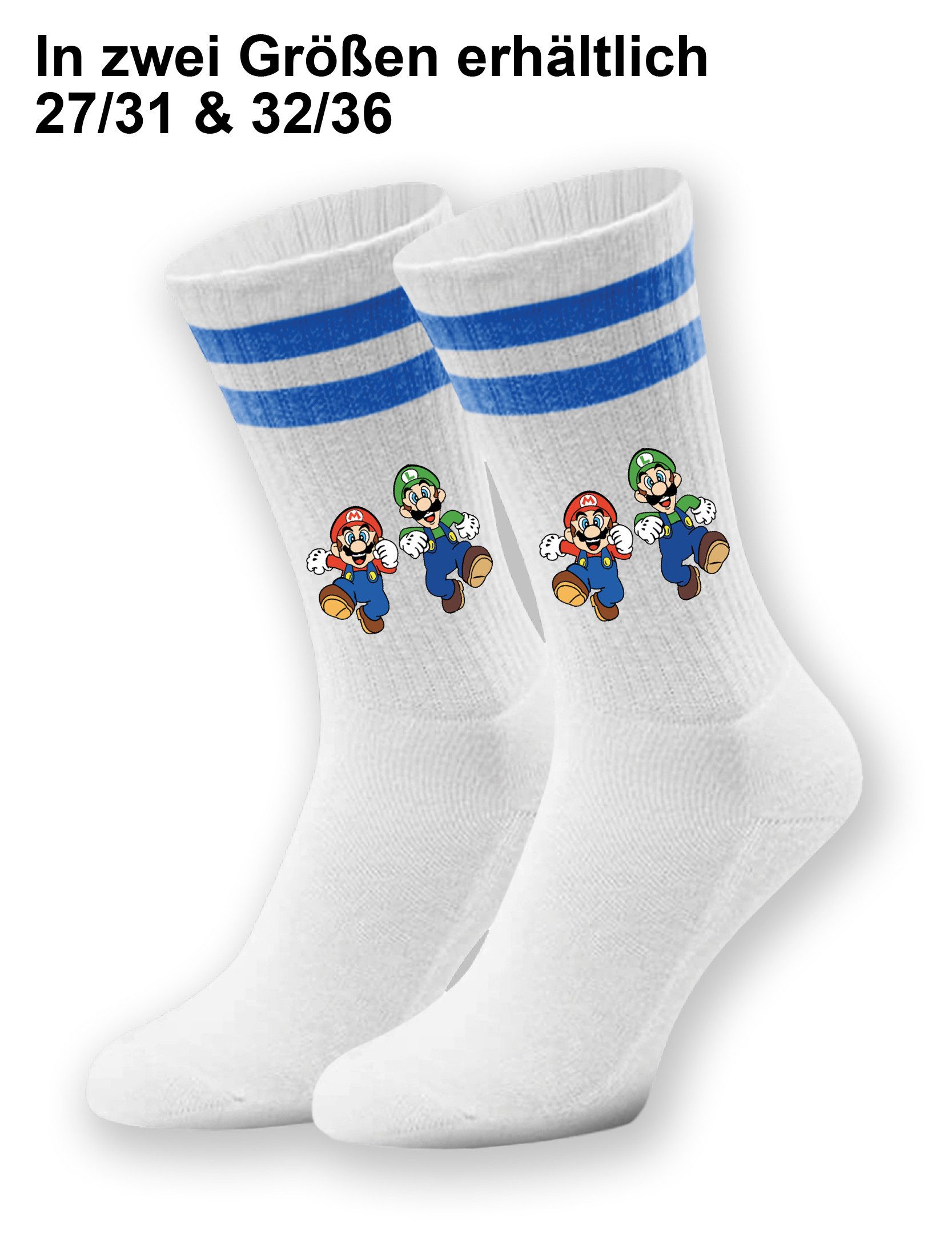 Youth Designz Tennissocken Mario Luigi Unisex Socken Geschenk für Jungen und Mädchen mit verstärkter Verse und Zehenbereich