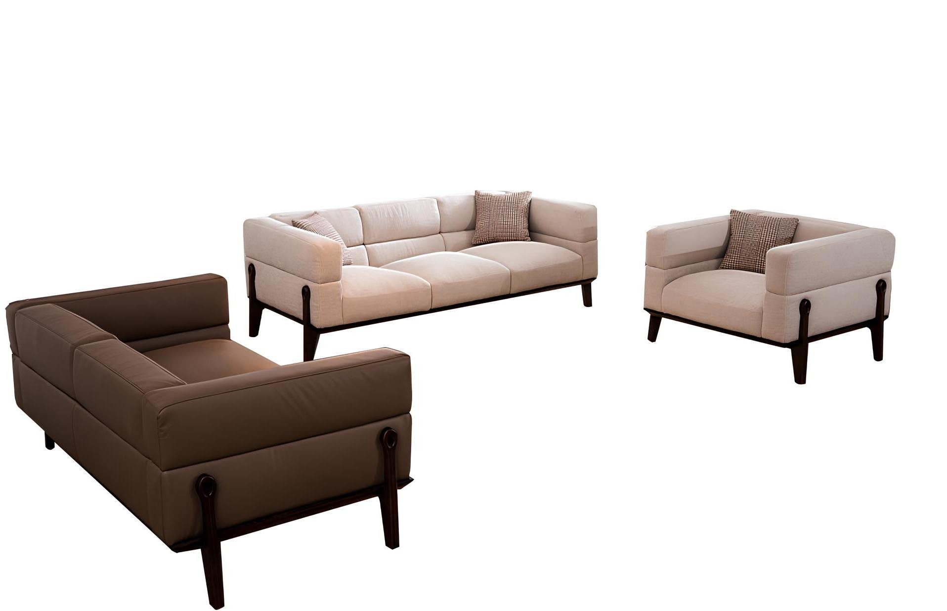 Xlmoebel Polstergarnitur Luxuriöses Designer-Sofa aus Leder und Textil in elegantem Design, (3-tlg., Sofagarnitur 3+2+1 Sitzer), Hergestellt in Europa