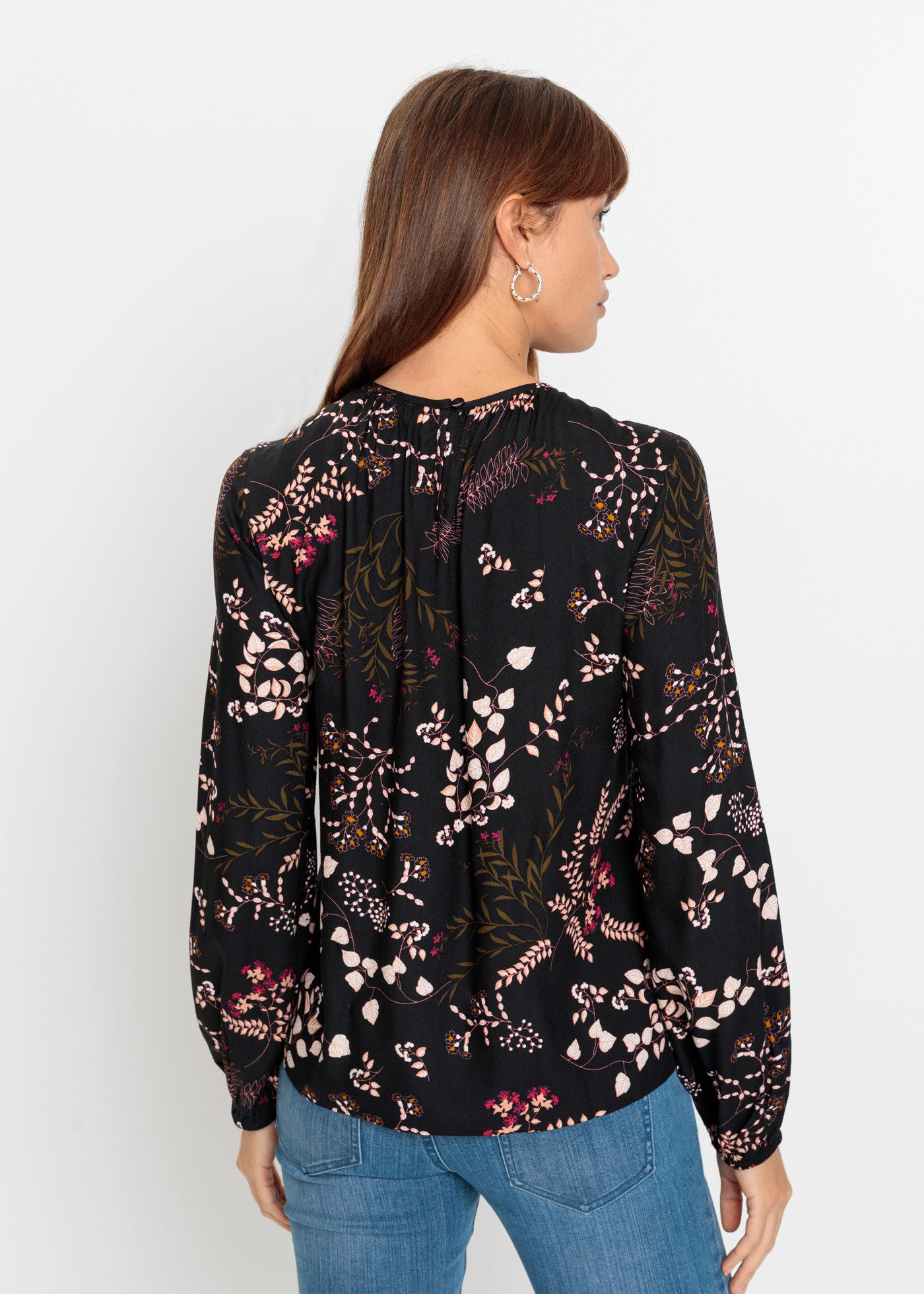bonprix Druckbluse bequeme Passform, aus Viskose, Schlitz mit Knopfverschluss im Rücken