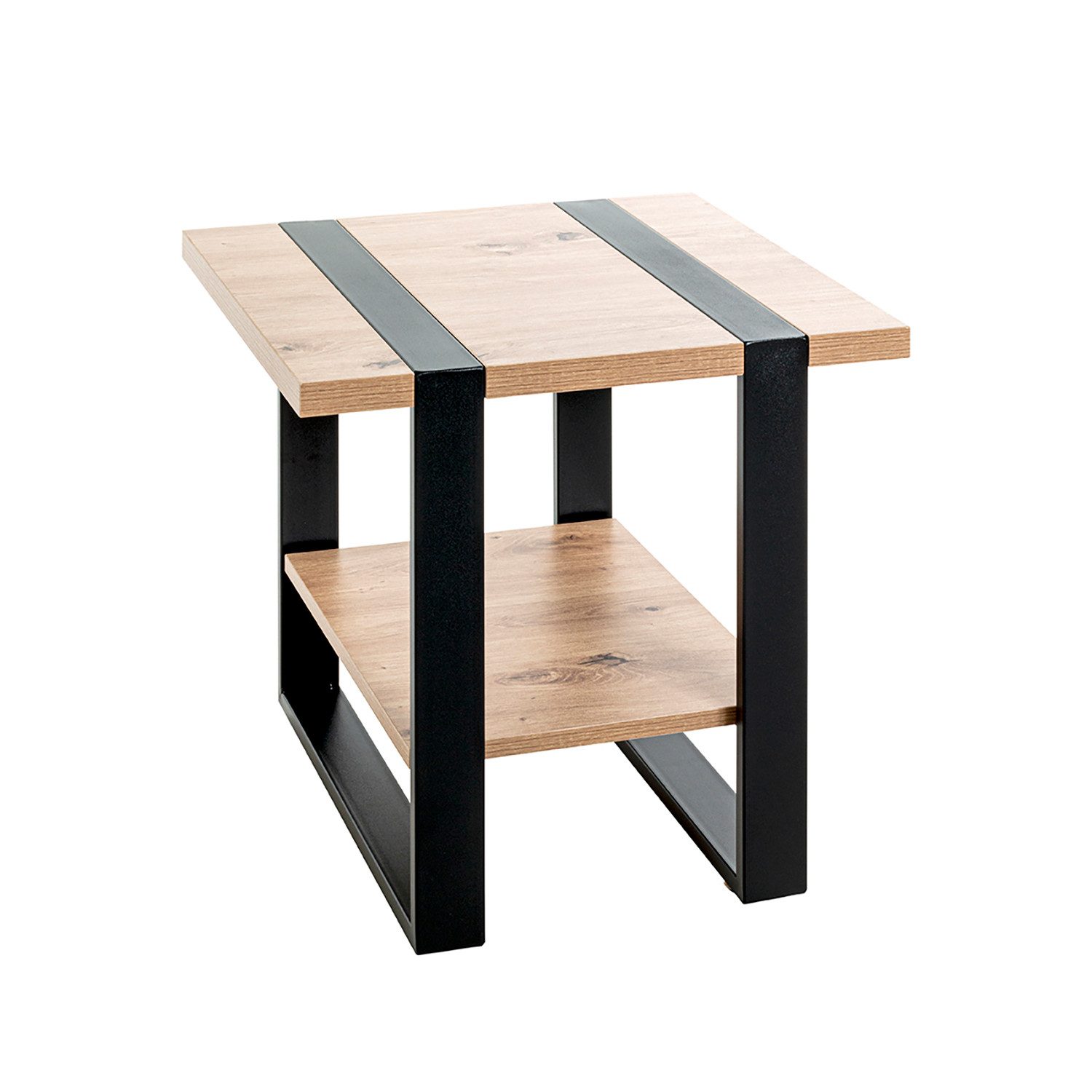 Beistelltisch SARAGOSSA 4 Tisch - eiche-schwarz - Metall, Spanplatte - H. 45cm