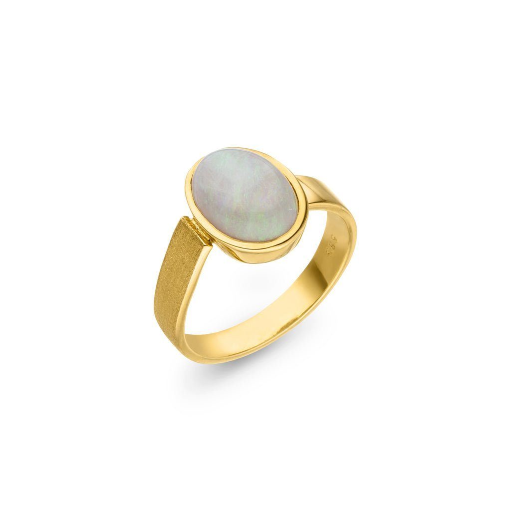 SKIELKA DESIGNSCHMUCK Goldring Opal Ring 1,98ct. (Gelbgold 585), hochwertige Goldschmiedearbeit aus Deutschland | Goldringe