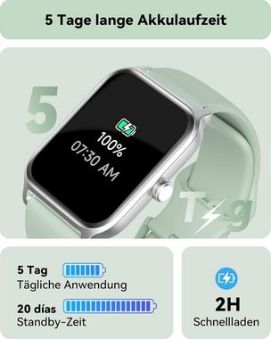 Woneligo Fur Damen Anrufe tätigen und empfangen Mit 100+ Sportmodi Smartwatch (1,8 Zoll, Andriod iOS), mit Alexa integriertem Herzfrequenzmesser/Schlaf/SpO2 IP68 wasserdicht