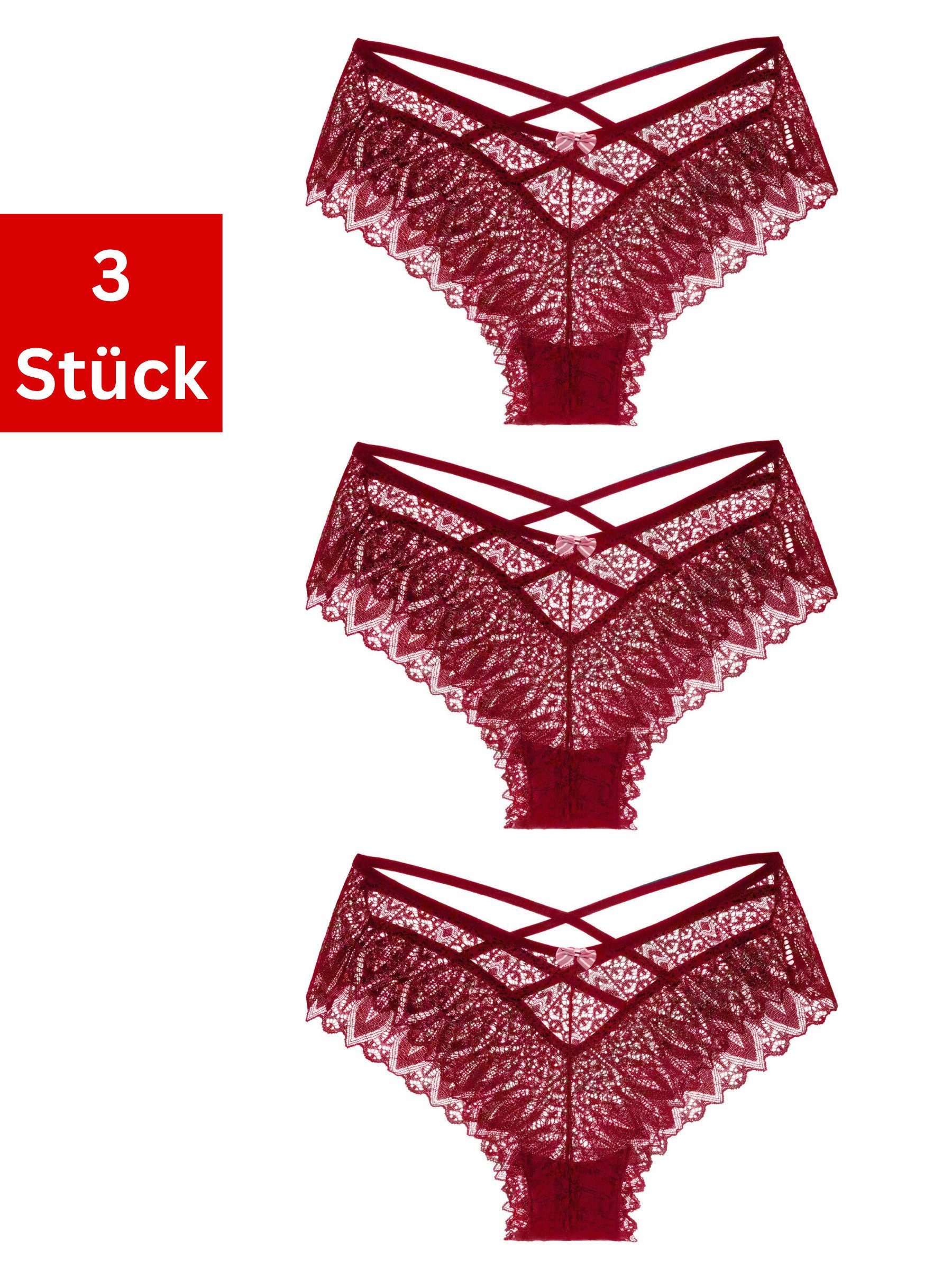 Elegant Love Taillenslip Damen-Dessous-Slip – sexy Unterwäsche in eleganter Spitzenoptik (Packung, 3-St., 3er-Pack) High-Waist-Panties – bequeme und stilvolle Lingerie-Unterhosen