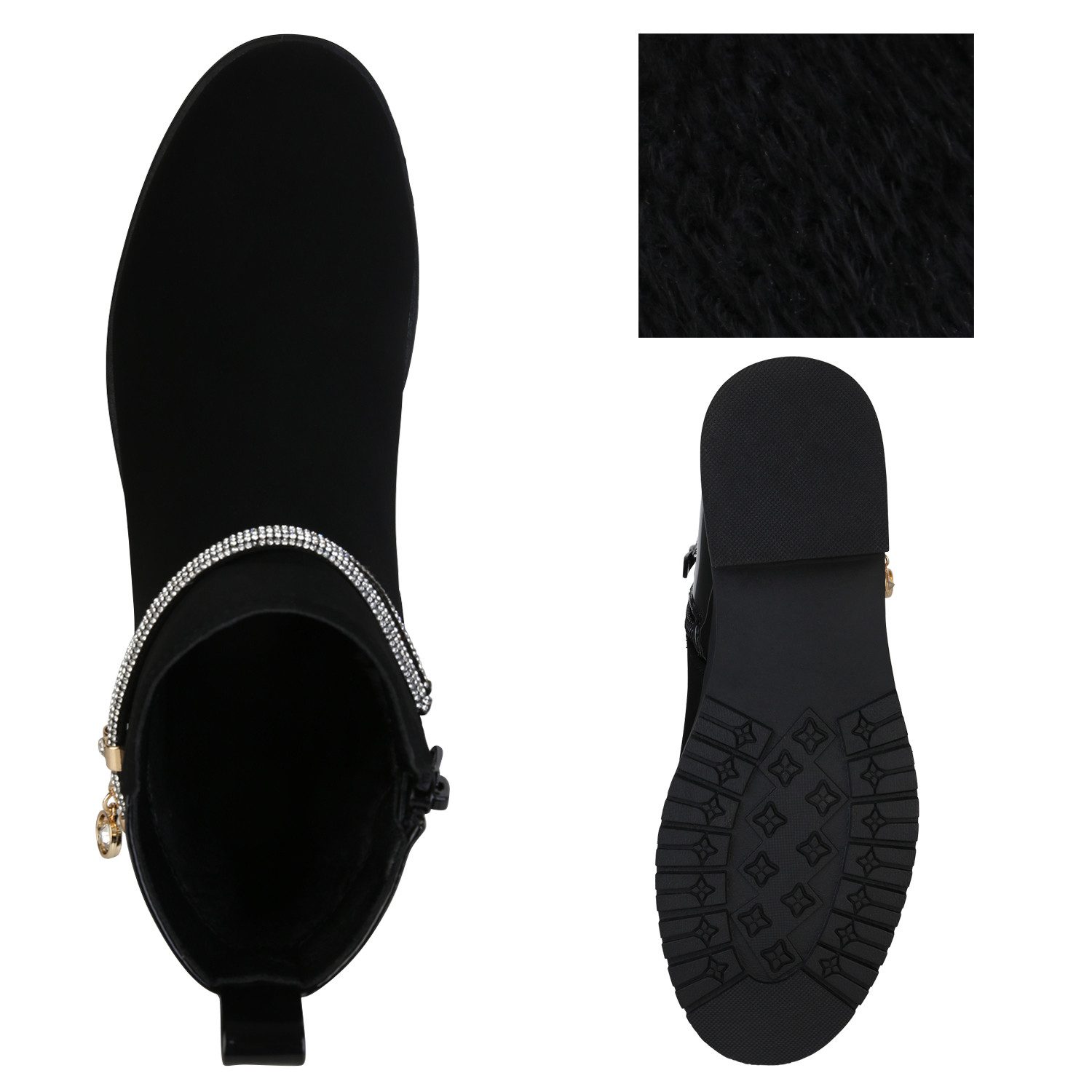 VAN HILL 840507 Stiefelette Damen Leicht Gefütterte Klassische Stiefeletten Zierperlen