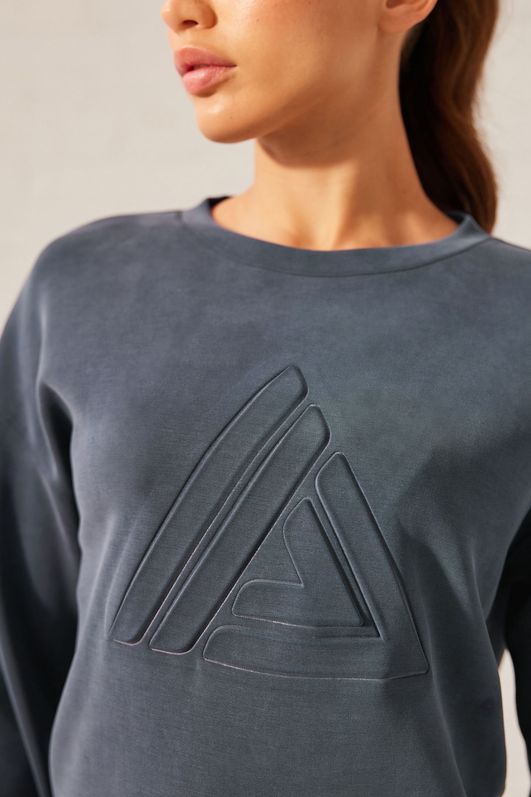 Next Longsweatshirt Langes Grey (1-tlg) Sweatshirt Slate Logoprägung mit