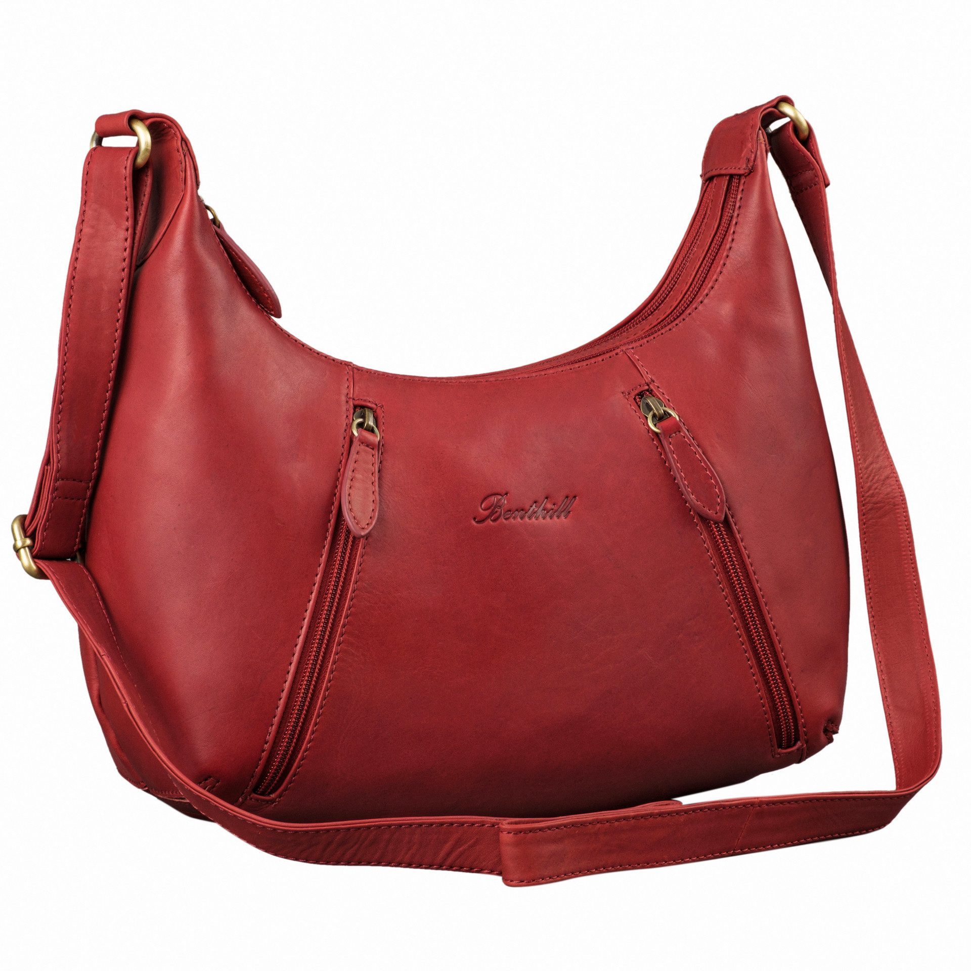 Benthill Umhängetasche Damen Echt Leder Handtasche Damentasche Umhängetasche Vintage Frauen, Reißverschlussfach