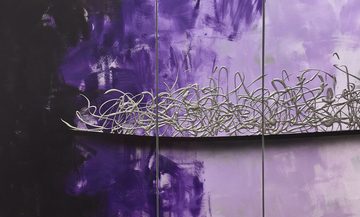 WandbilderXXL Gemälde Purple Melody 170 x 70 cm, Abstraktes Gemälde, handgemaltes Unikat