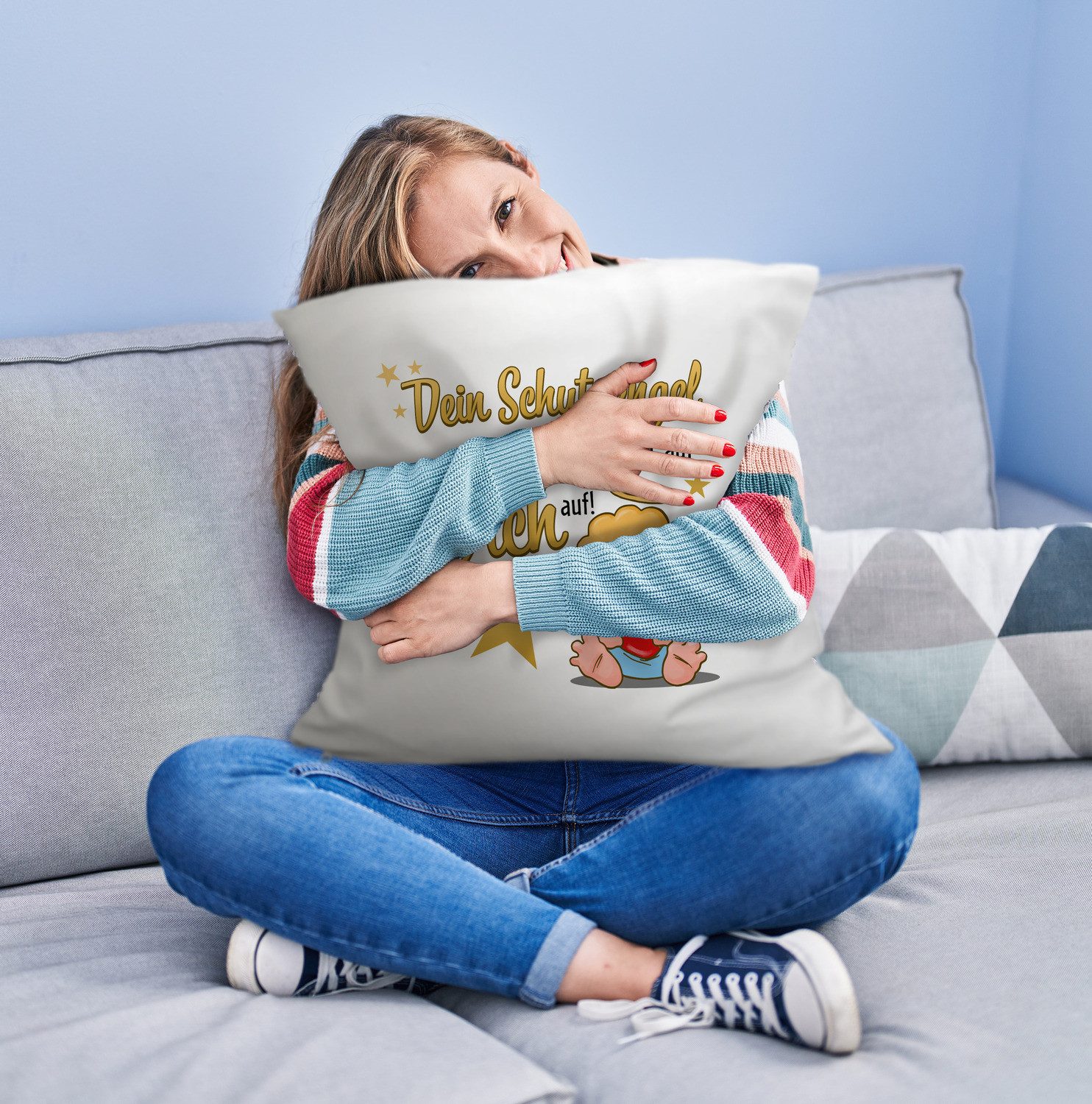 speecheese Dekokissen Schutzengel Kuschelkissen mit Spruch – Bild 2 von 2