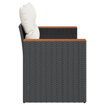 vidaXL Loungesofa Gartensofa mit Kissen 2-Sitzer Schwarz Poly Rattan