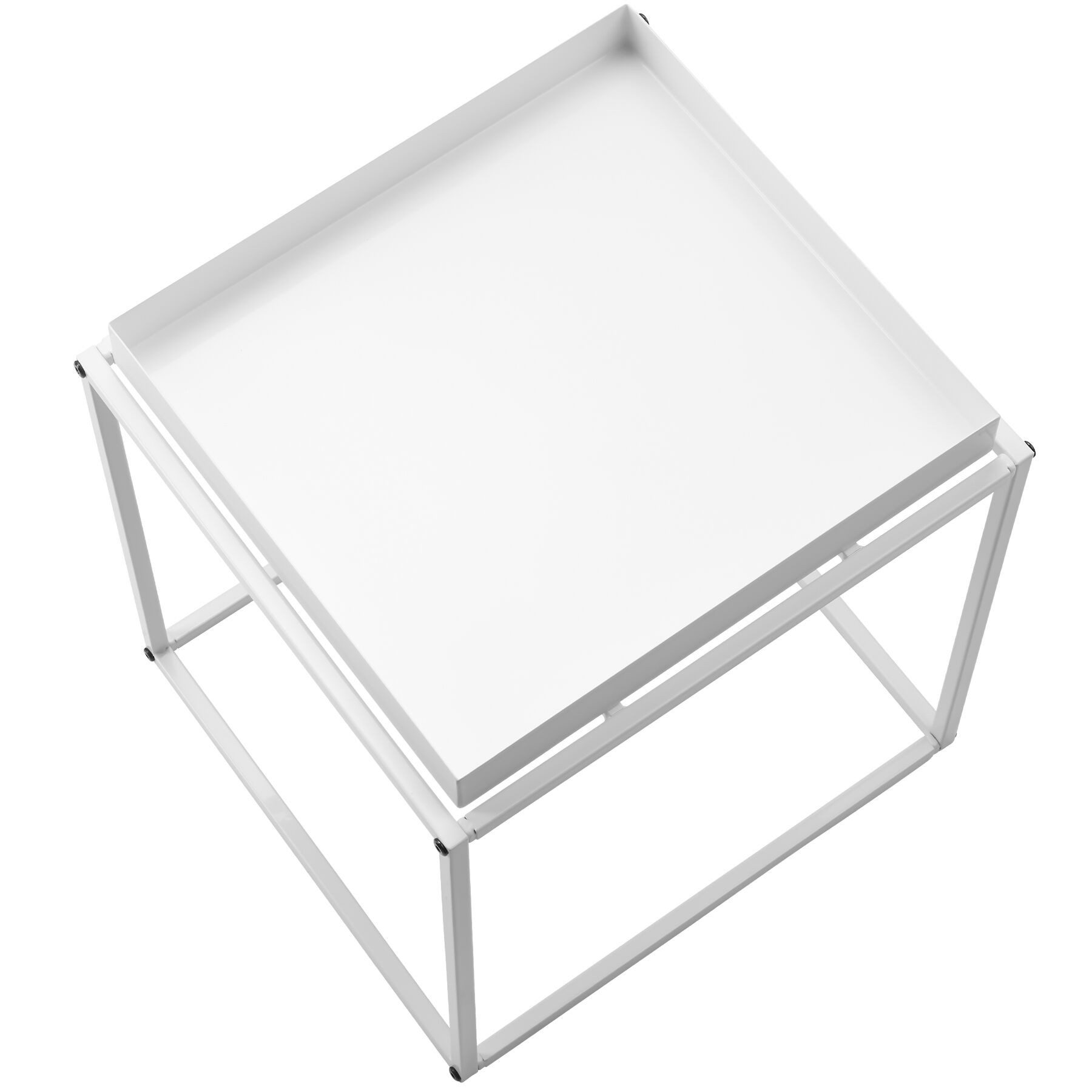 tectake Beistelltisch Ablagetisch, 40 x 40 x 44 cm, mit bodenschonenden Anti-Rutsch-Pads (Sofatisch Cambridge, 1-St., in weiß), Stahl, ausgestattet mit Ablage in Tablettform, lässt sich stapeln