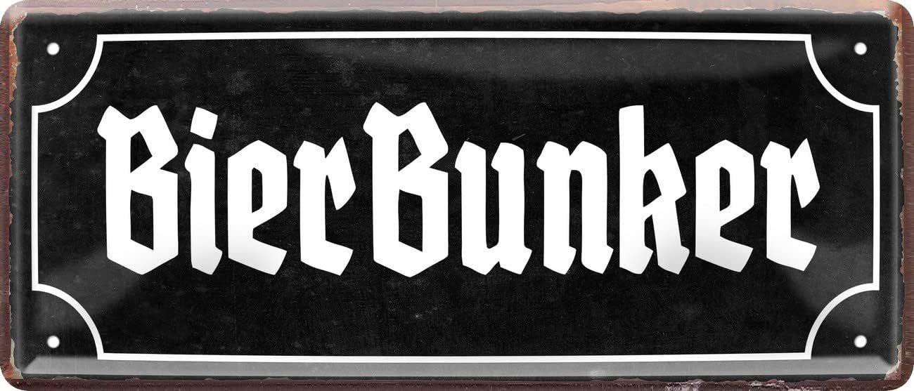 WOGEKA ART Metallbild BIER BUNKER - 28 x 12 cm Retro Blechschild Bar Kneipe günstig online kaufen