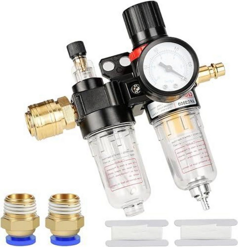 FELIXLEO Druckregler 1 4 Zoll Druckluft Druckminderer Wasserabscheider mit Manometer, (1-St)