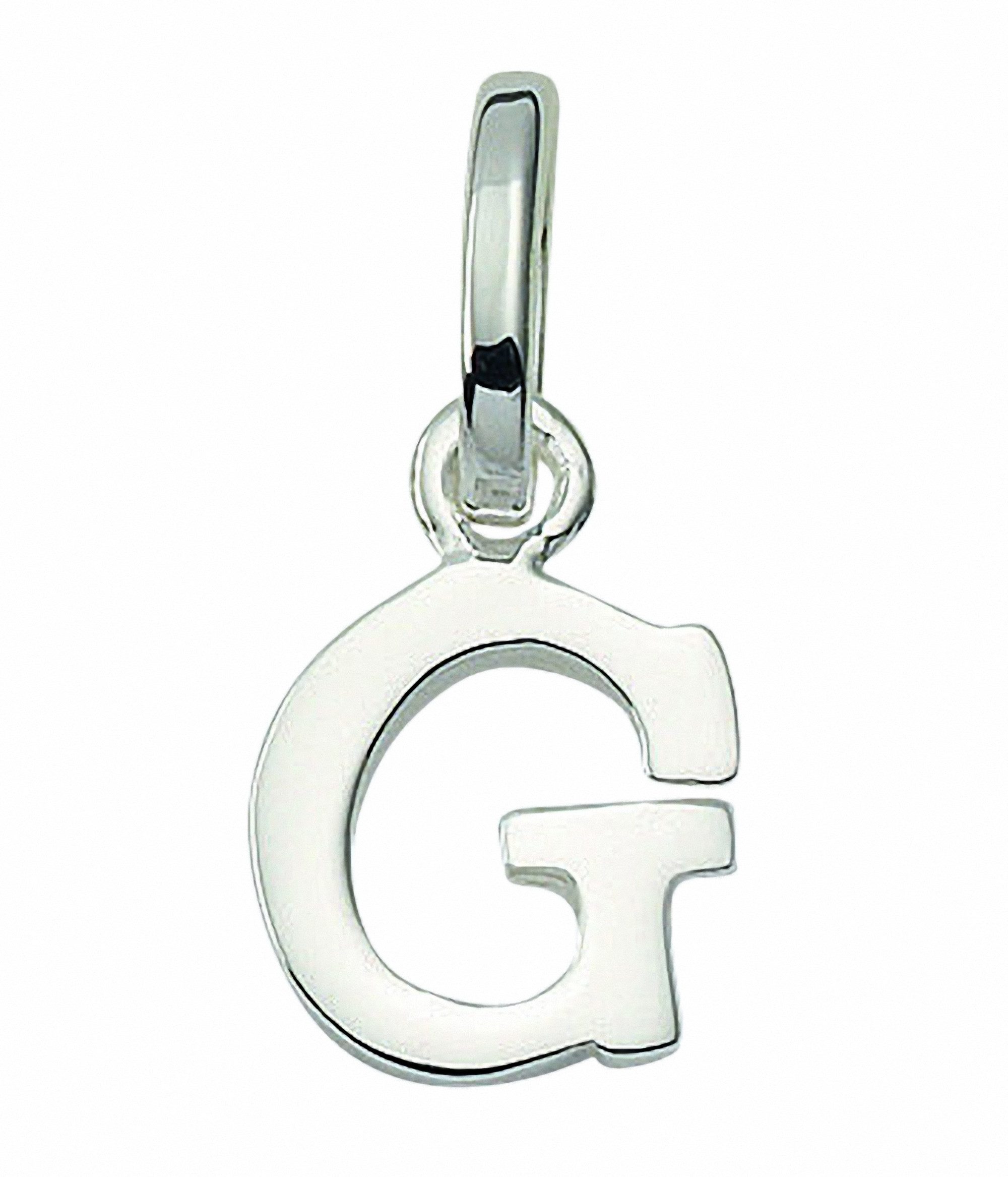 Adelia´s Namenskette Halskette - Namenskette mit Buchstabenanhänger G aus 925 Silber, Schmuckset mit bis 45 cm stufenlos verstellbarer 925 Silber Halskette