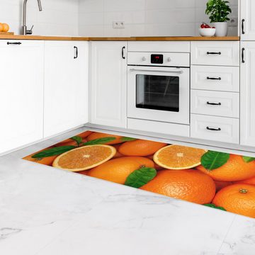 Läufer Teppich Vinyl Küchenmatte Küche Orange lang modern funktional, Bilderdepot24, Läufer - orange glatt