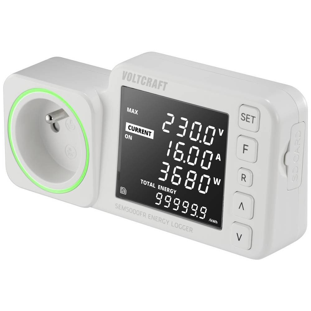 VOLTCRAFT Energiekostenmessgerät Energie-Logger VC-12936575, Kostenprognose, Alarmfunktion, Stromtarif einstellbar