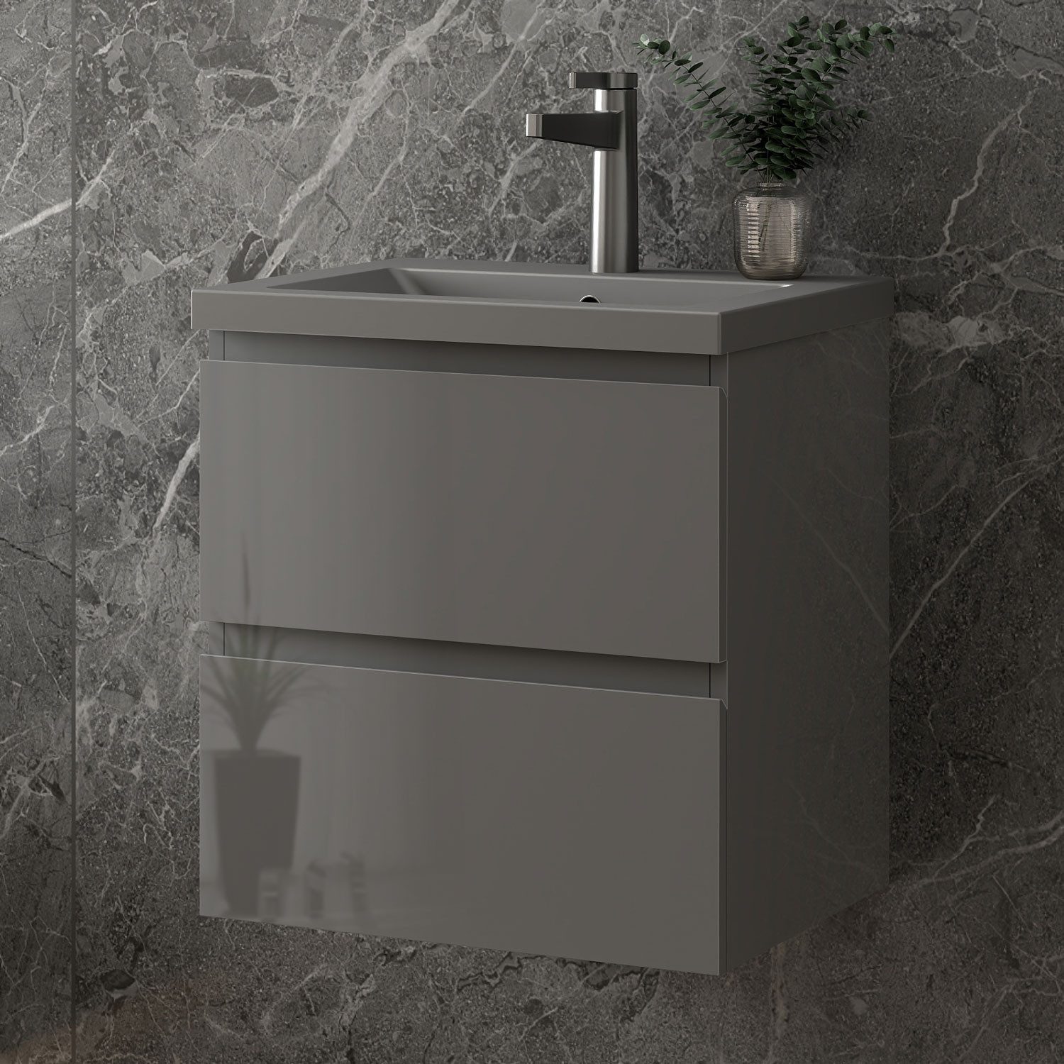 duschspa Waschtisch Waschbecken mit Unterschrank Badmöbel Set Badschrank Waschplatz, Hochglanz, 50-120cm