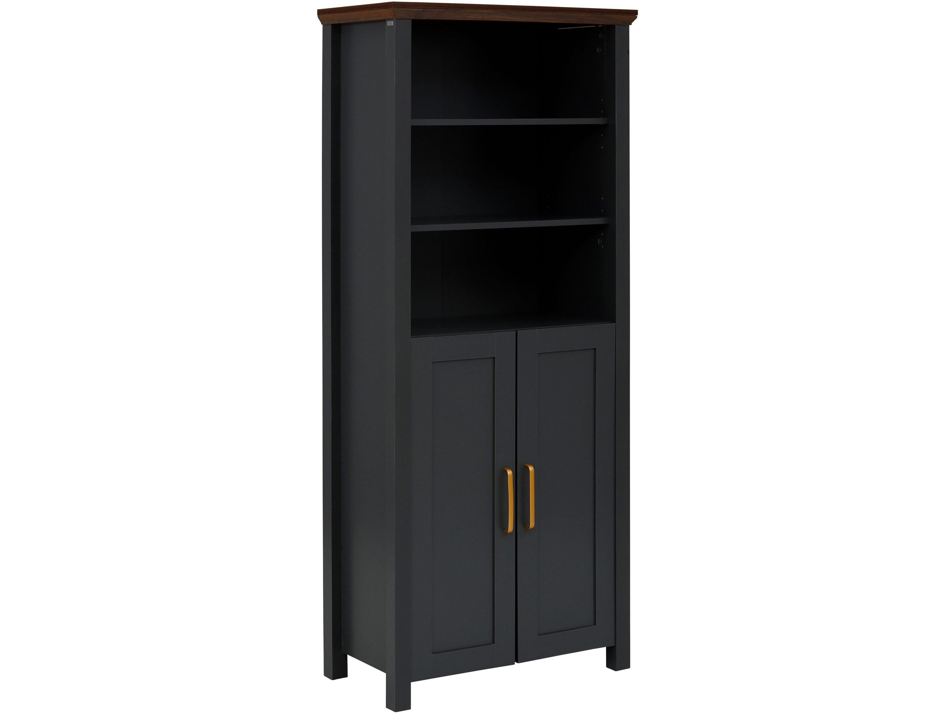 loft24 Bücherregal Marly - Regal Standregal Wohnzimmerregal, Bücherschrank, Standregal, Regal mit Türen, MDF, 176 cm hoch