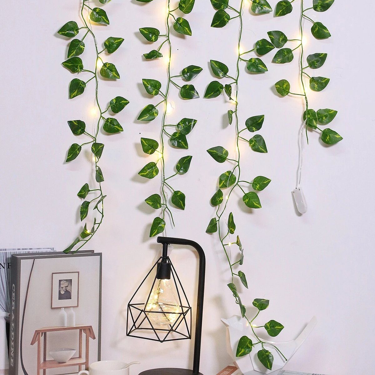 Blätter Wandbehang, Grüne Leaf Vine für 25LEDs LED 1/2Stück Lights Dekolicht, 2M String Künstlichen Lichterkette, Girlande, LED-Lichterkette Weihnachten, MUPOO Lichterketten