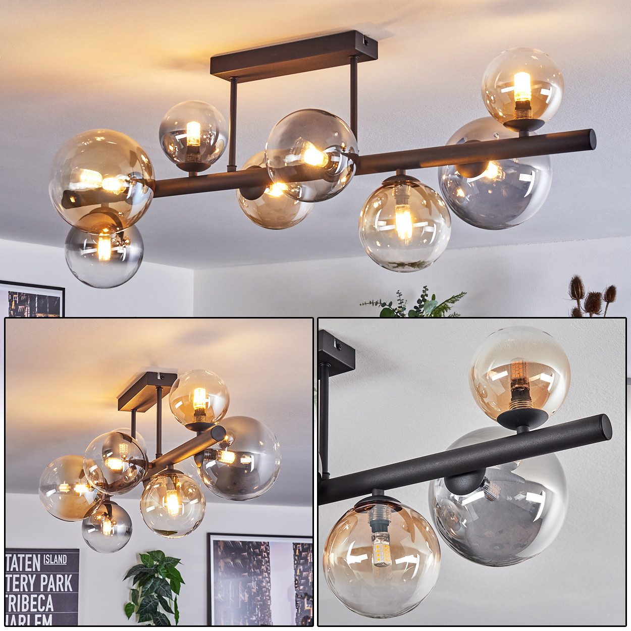 hofstein Deckenleuchte Deckenlampe aus Metall/Glas in günstig online kaufen