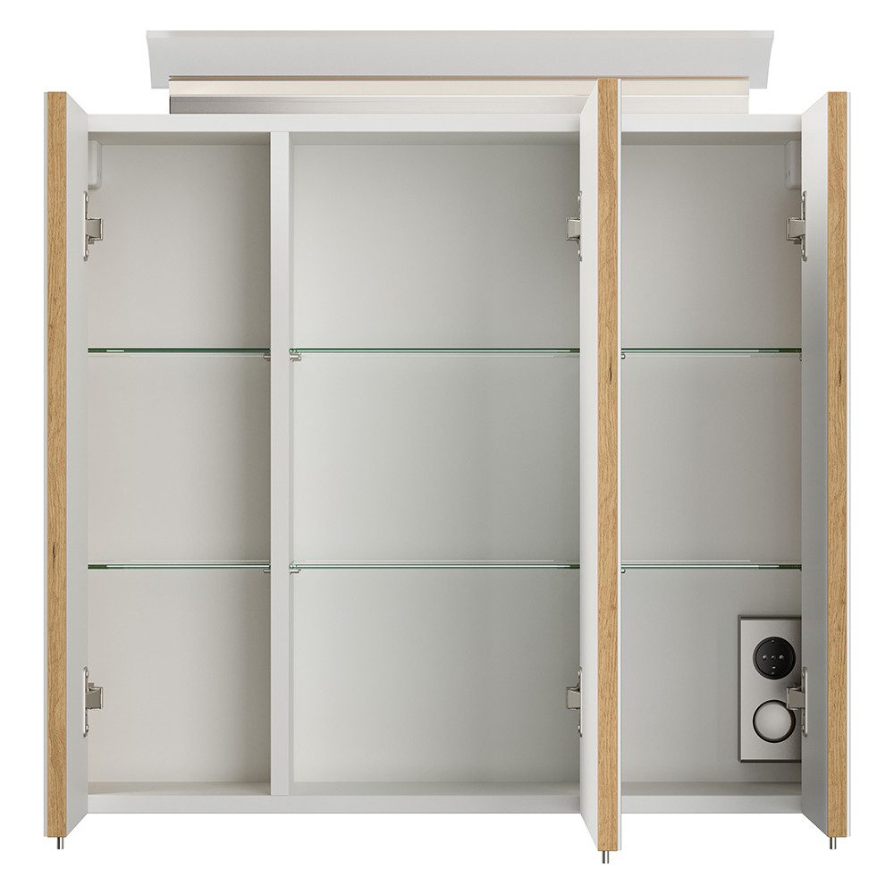 Lomadox Spiegelschrank BATLEY-02 70cm breit, Eiche, günstig online kaufen