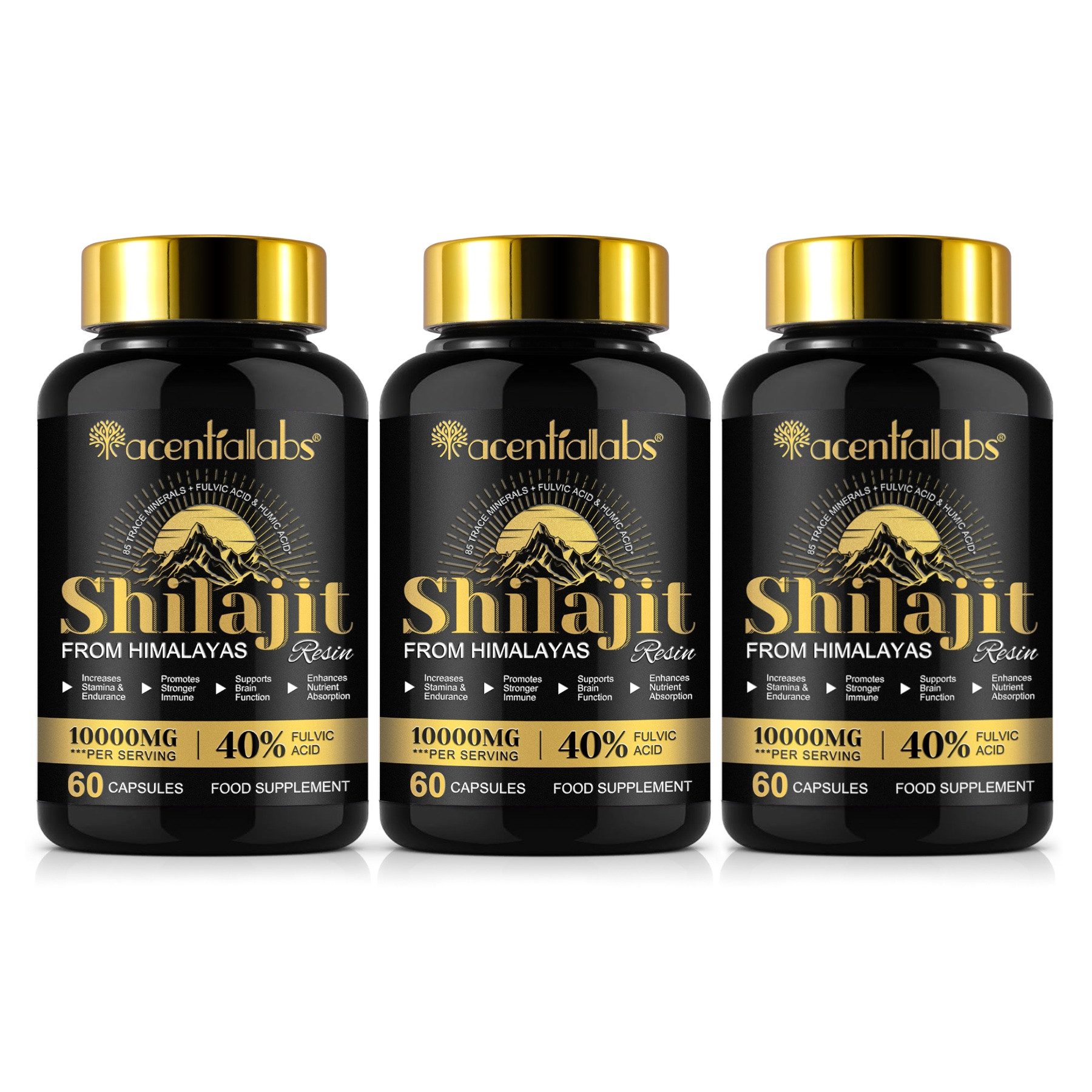 Acentiallabs Himalaya Shilajit Mumijo Kapseln 10:1 Extrakt 40% Fulvinsäure Kapseln, 60 er, SHILAJIT KAPSELN
