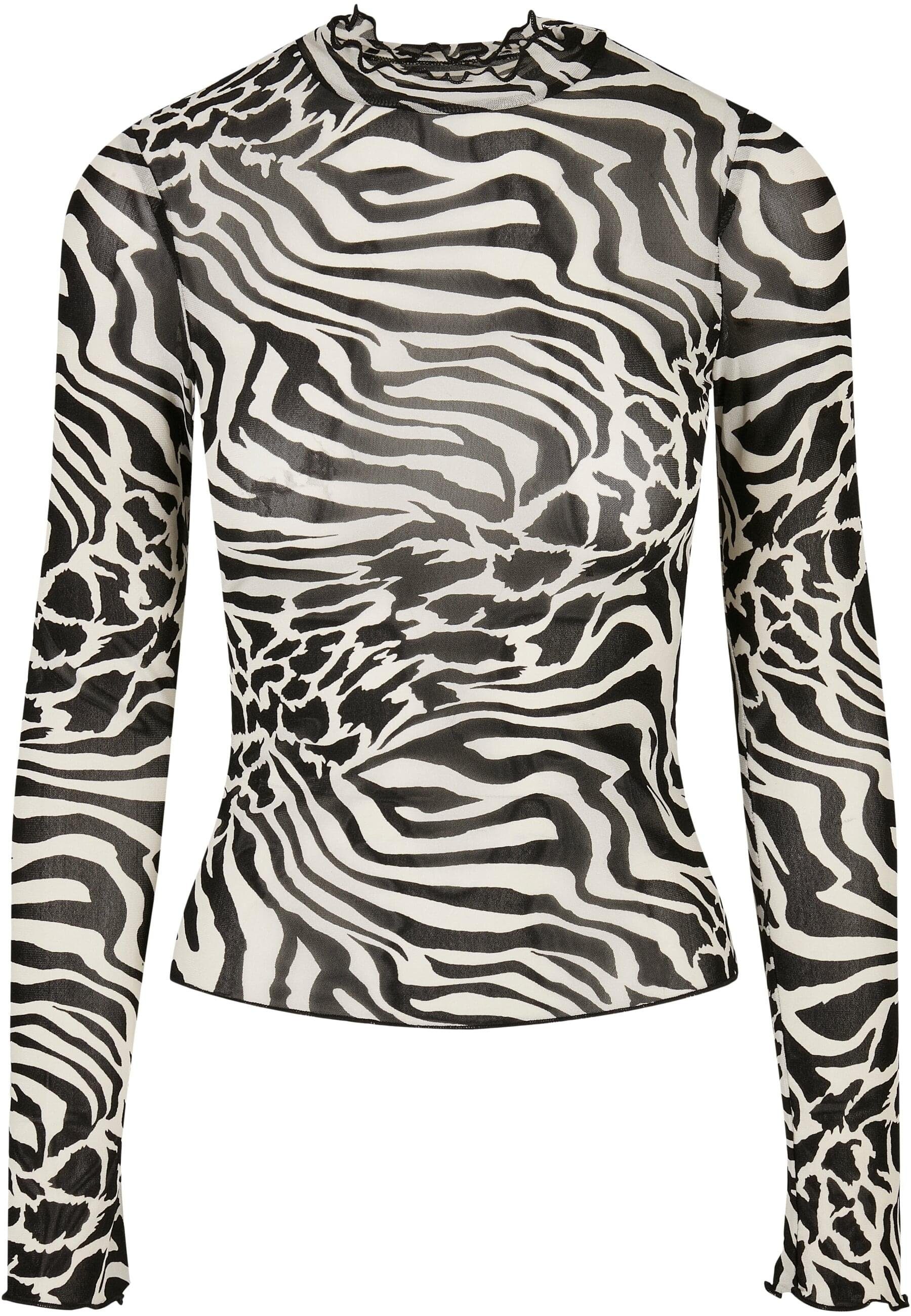 URBAN CLASSICS Langarmshirt Urban Classics Damen Ladies AOP Mesh Turtleneck günstig online kaufen