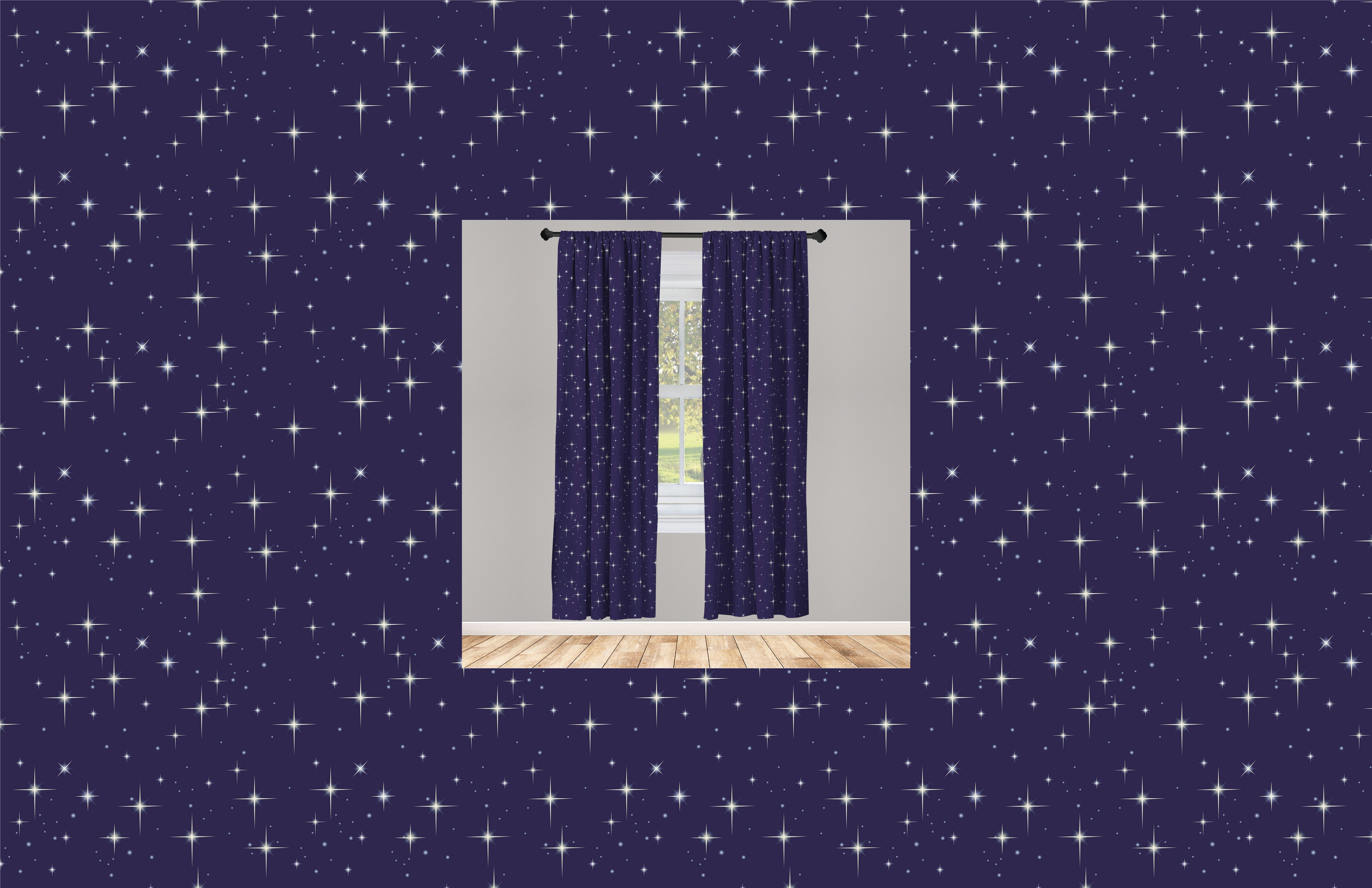 Gardine Vorhang für Wohnzimmer Schlafzimmer Dekor, Abakuhaus, Microfaser, Platz Nacht Skyline mit Sternen