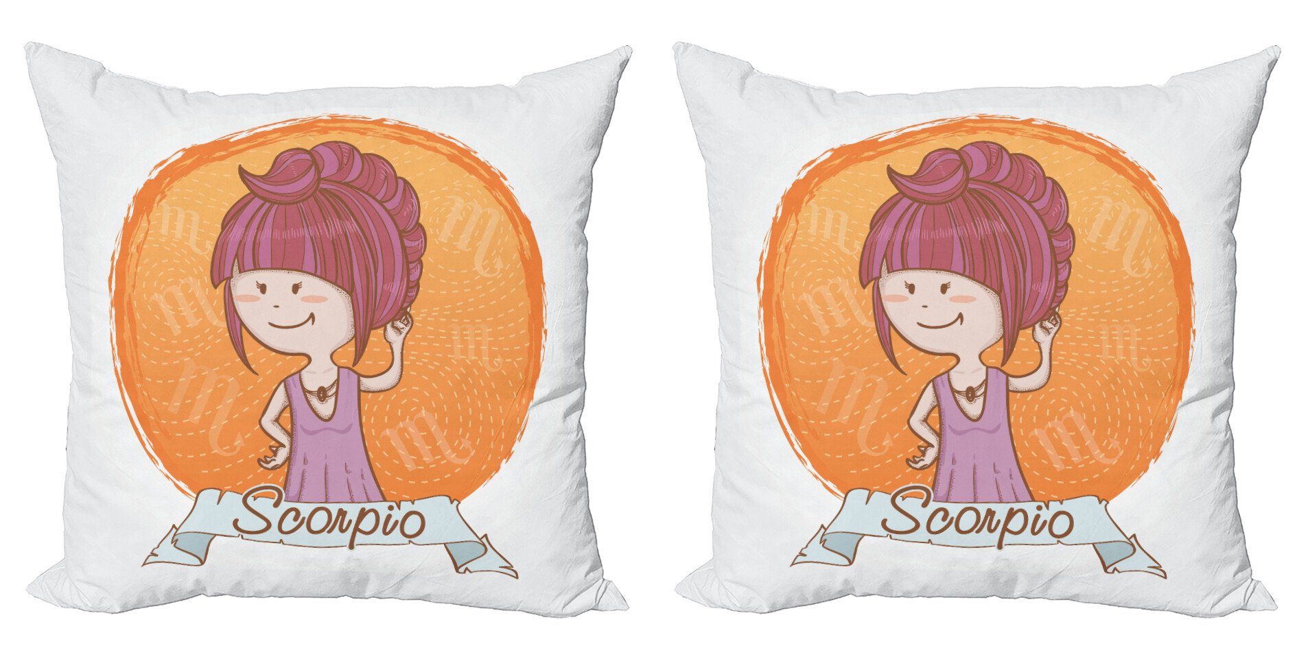 Skorpion Modern Stück), Kissenbezüge Doppelseitiger Accent Sternzeichen Abakuhaus (2 Cartoon Kind-Mädchen Digitaldruck,