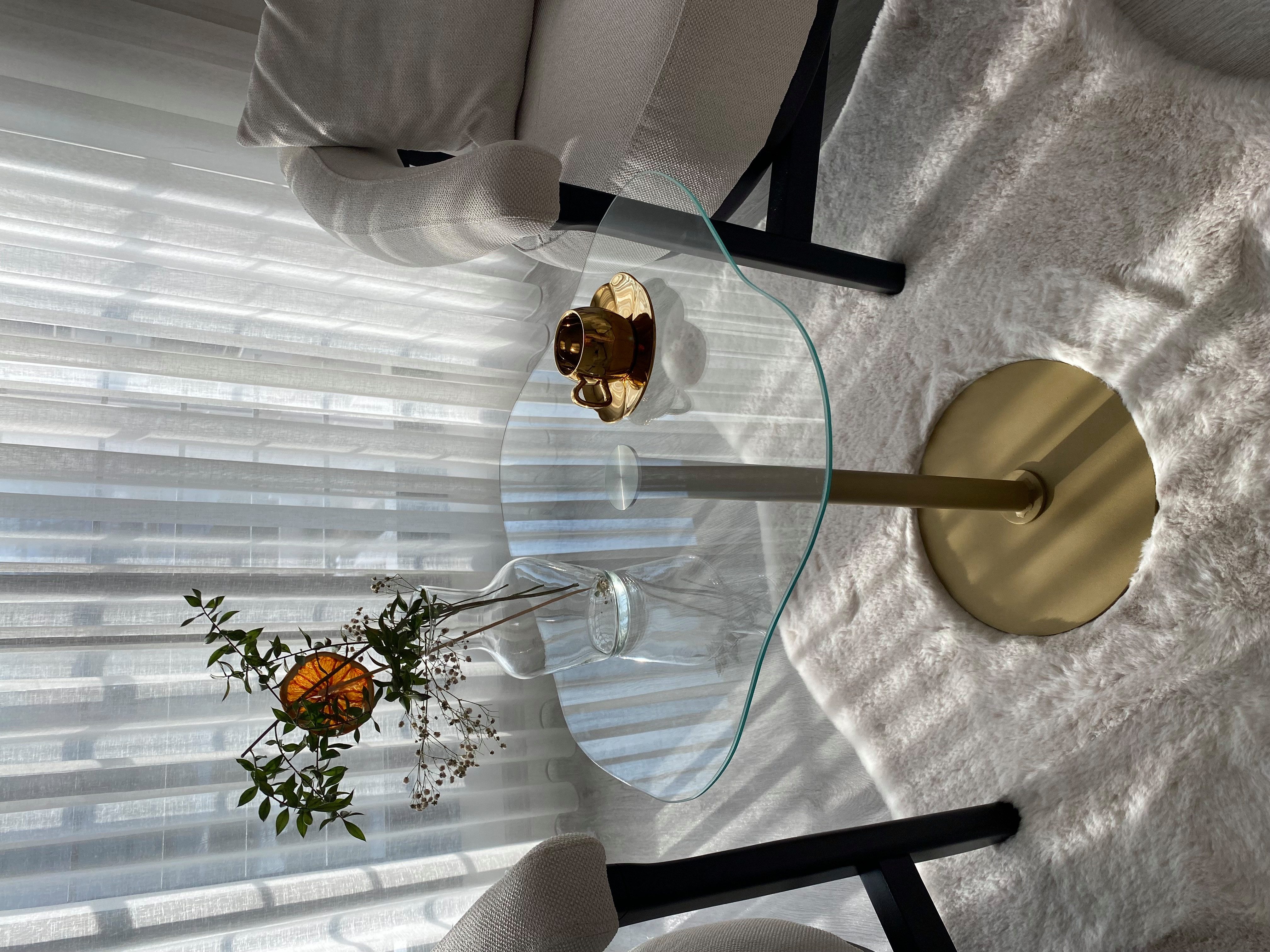 moebel17 Beistelltisch Beistelltisch Royale mit Goldfuß und Glasplatte