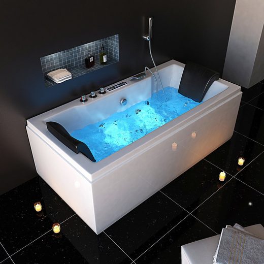 HOME DELUXE Whirlpool-Badewanne »White M Light«, (Komplett-Set, 3-tlg