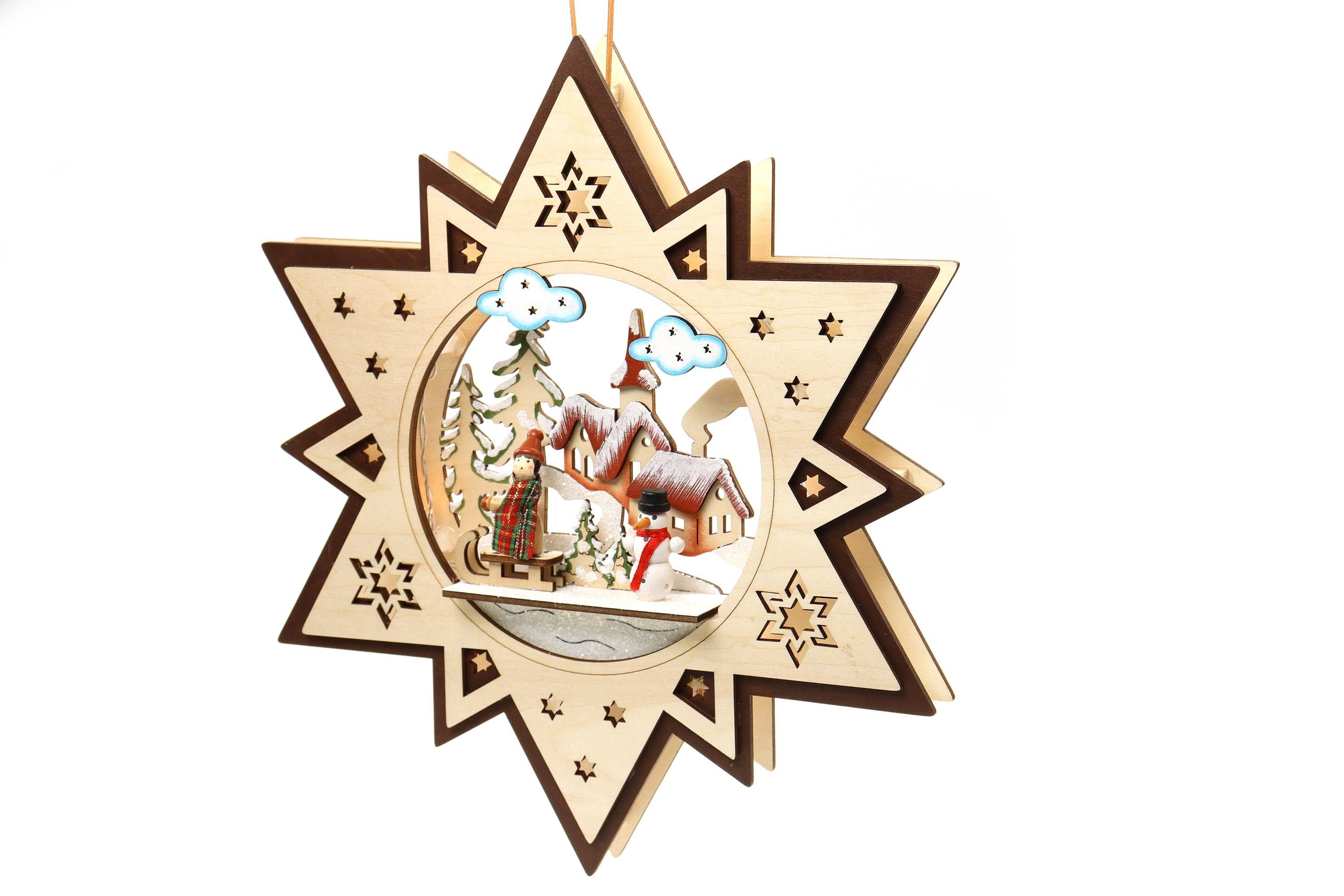 ELLUG Beleuchtetes Fensterbild Holzschnitt Fensterschmuck Stern, Licht zum günstig online kaufen