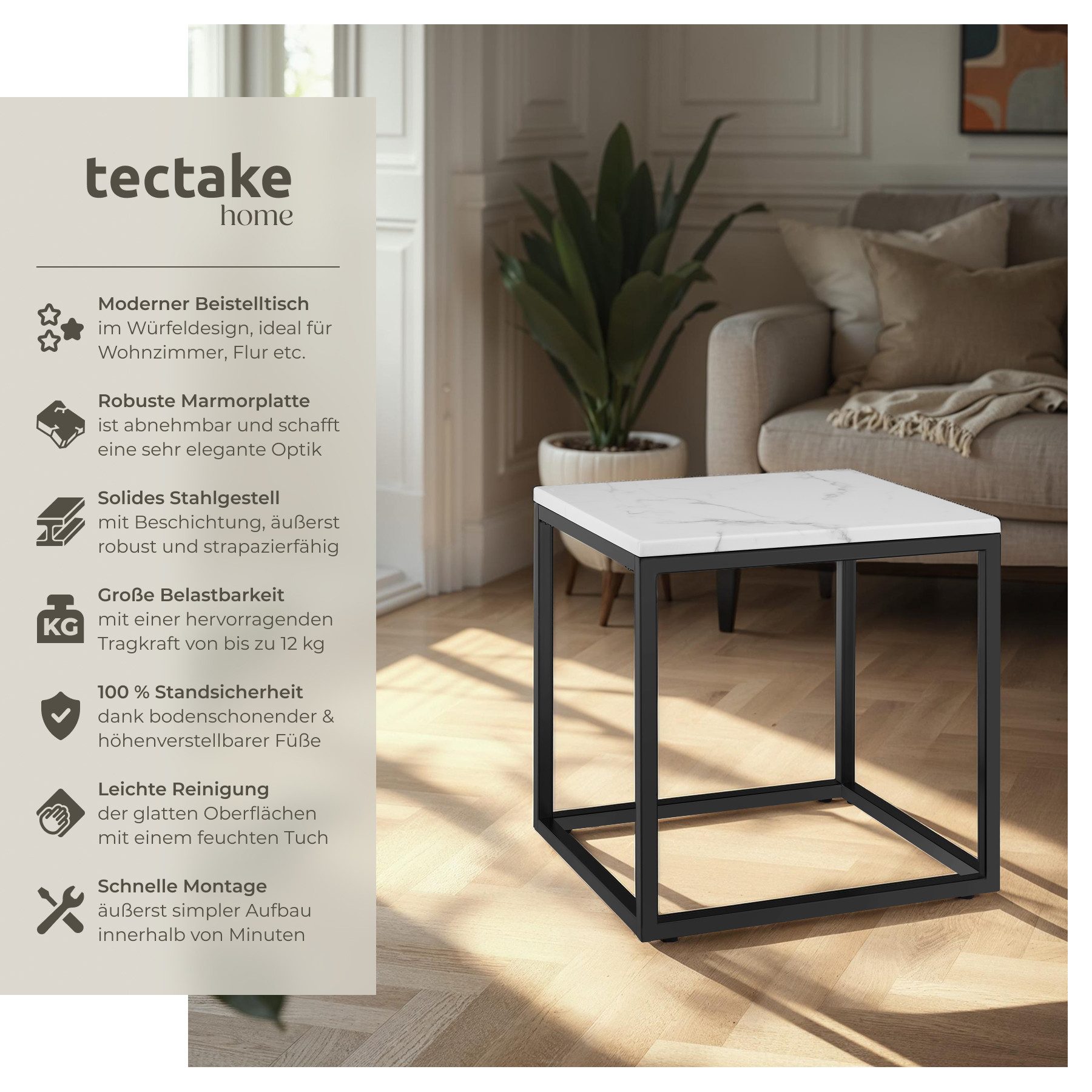 tectake Beistelltisch Marmor-Beistelltisch (1-St., Komplettset), Moderner, günstig online kaufen