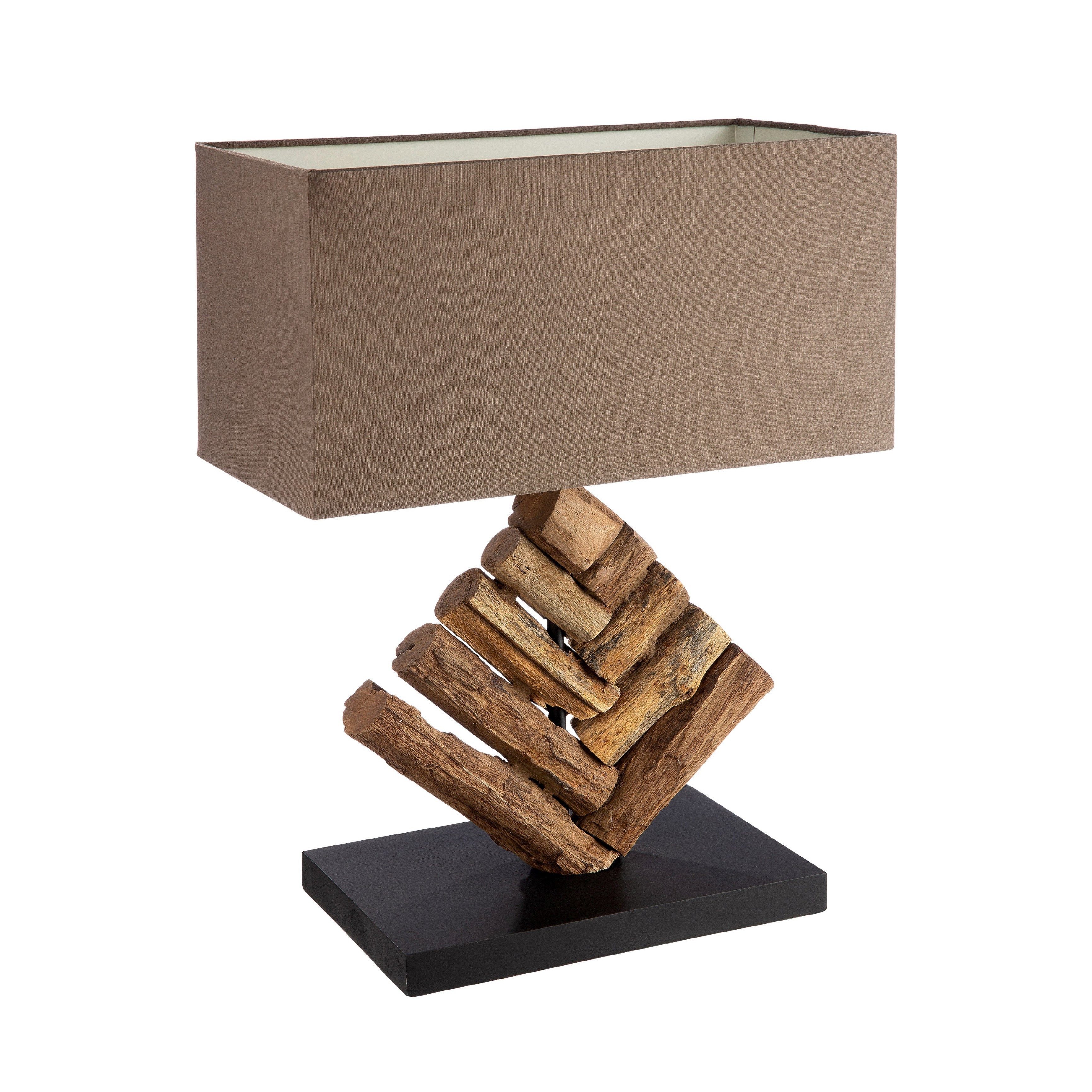 GILDE Schreibtischlampe Maritime Tischleuchte Tribe aus Holz Braun 46cm hoch von Gilde - Marit