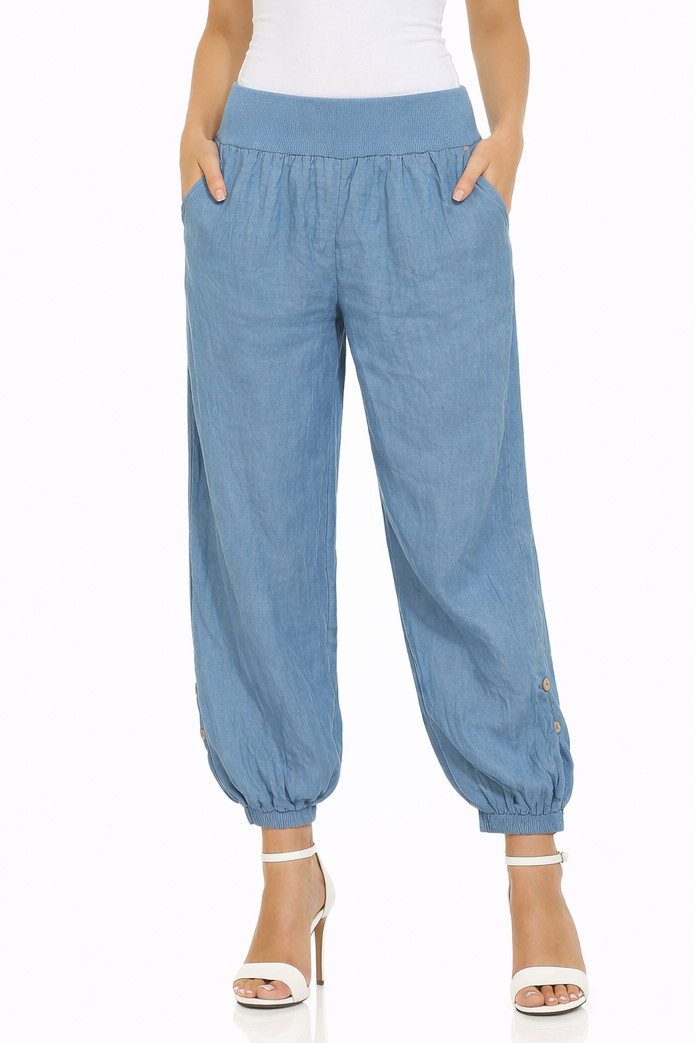 Mississhop Leinenhose Damen 100 % Leinen Extra Lang Hose– Tall Fit Sommerhose M.282