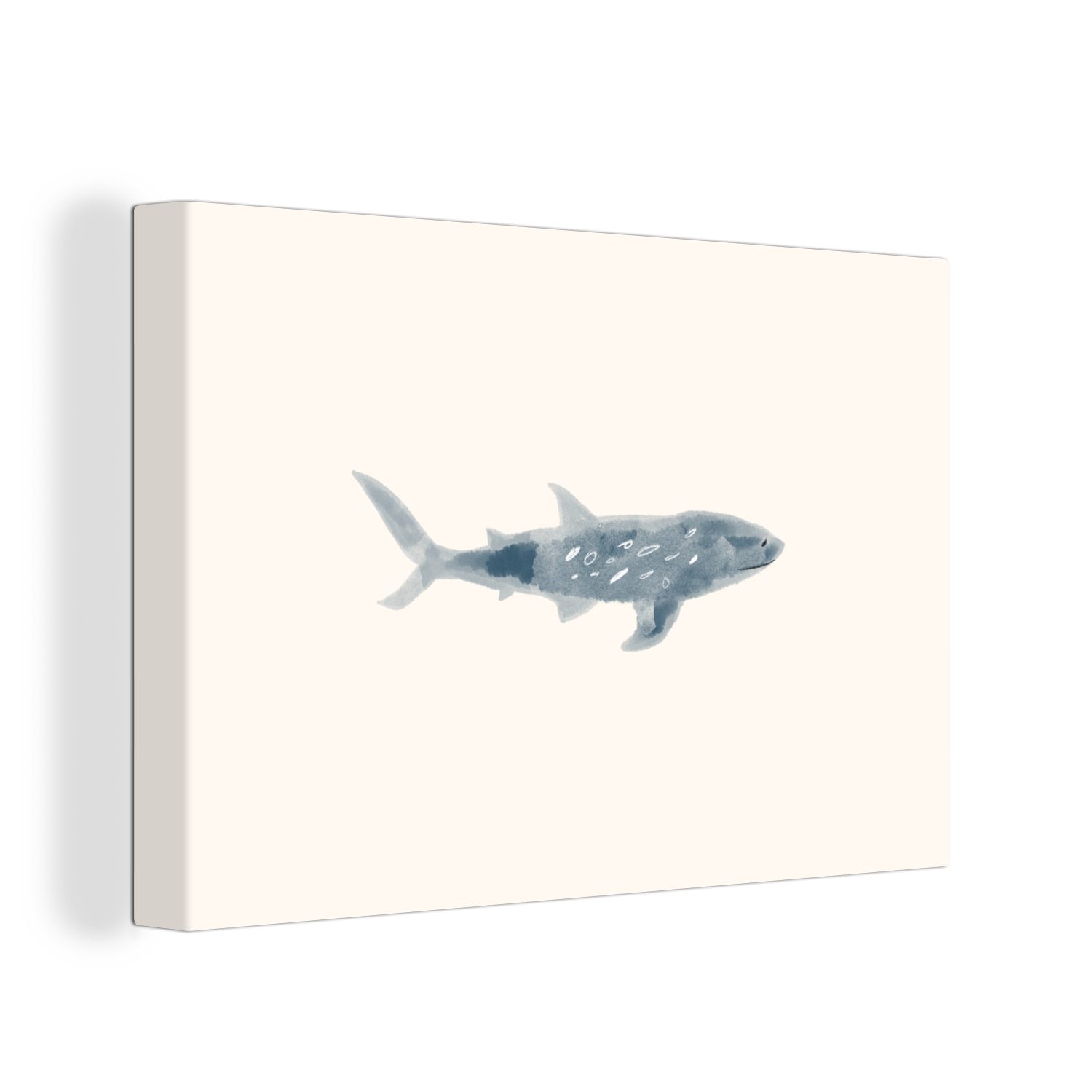 OneMillionCanvasses® Leinwandbild Fisch - Meer - Aquarell, (1 St), Wandbild Leinwandbilder, Aufhängefertig, Wanddeko, 30x20 cm