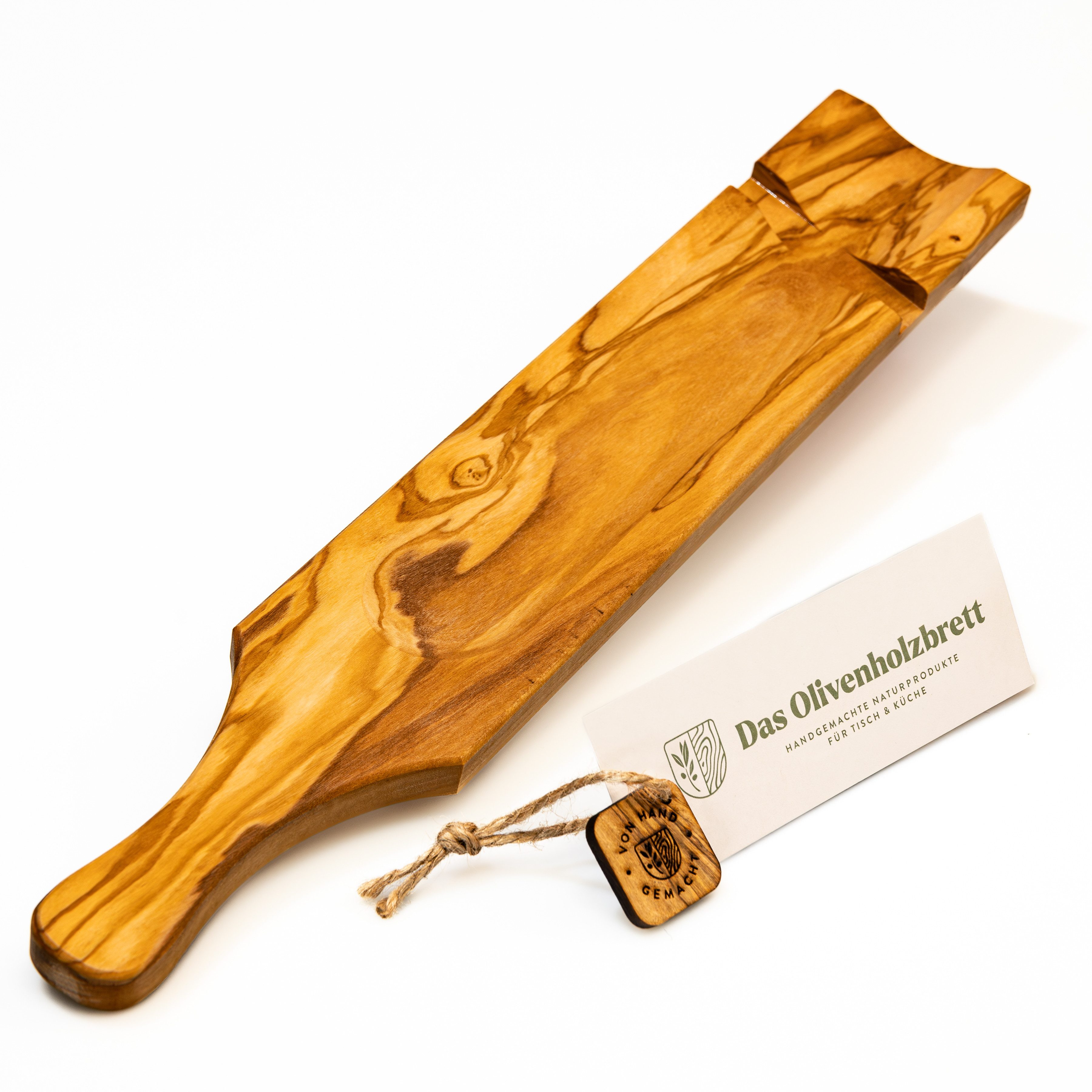 dasOlivenholzbrett Servierbrett Salami Servierbrett aus Olivenholz mit/ohne Salamimesser